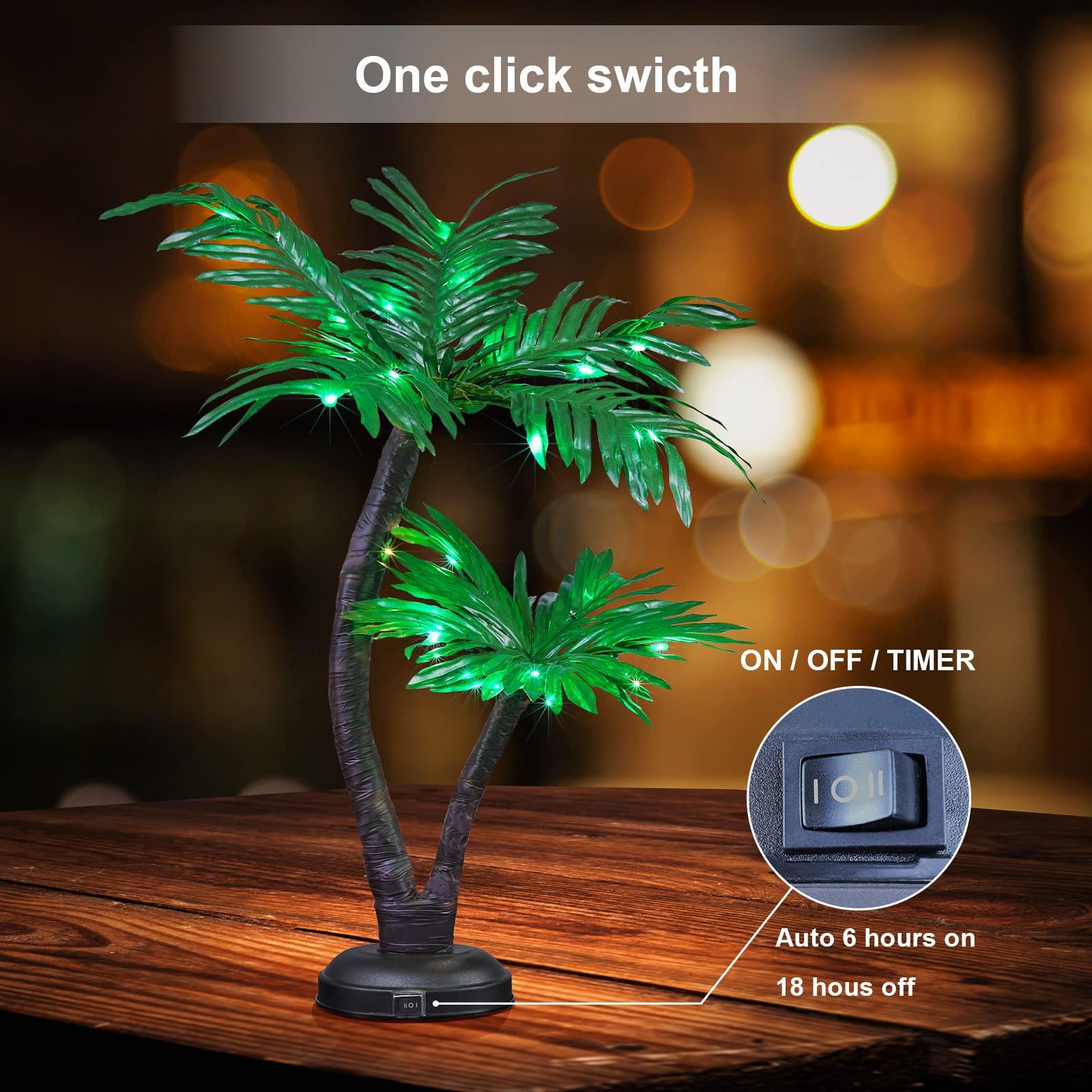 SPIRIT STAR CHRISTMAS CENTER 7FT Lighted Palm Tree and 24Inch Palm Tree Bonsai Light for Indoor Outside Tropical Tiki Hawaii Summer Christmas Decoration