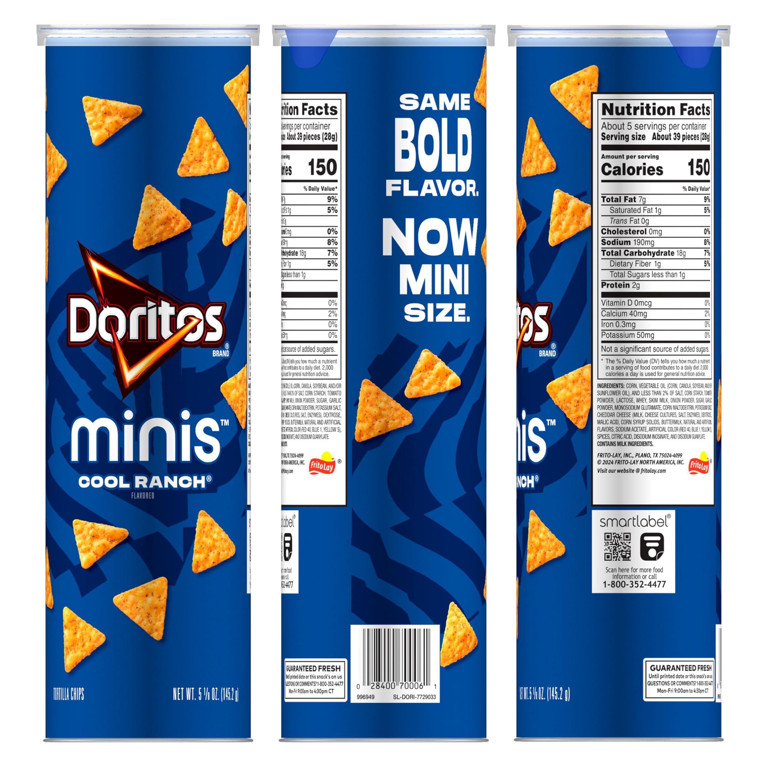 Frito Lay Doritos, Minis Cool Ranch, 5.12 Ounce