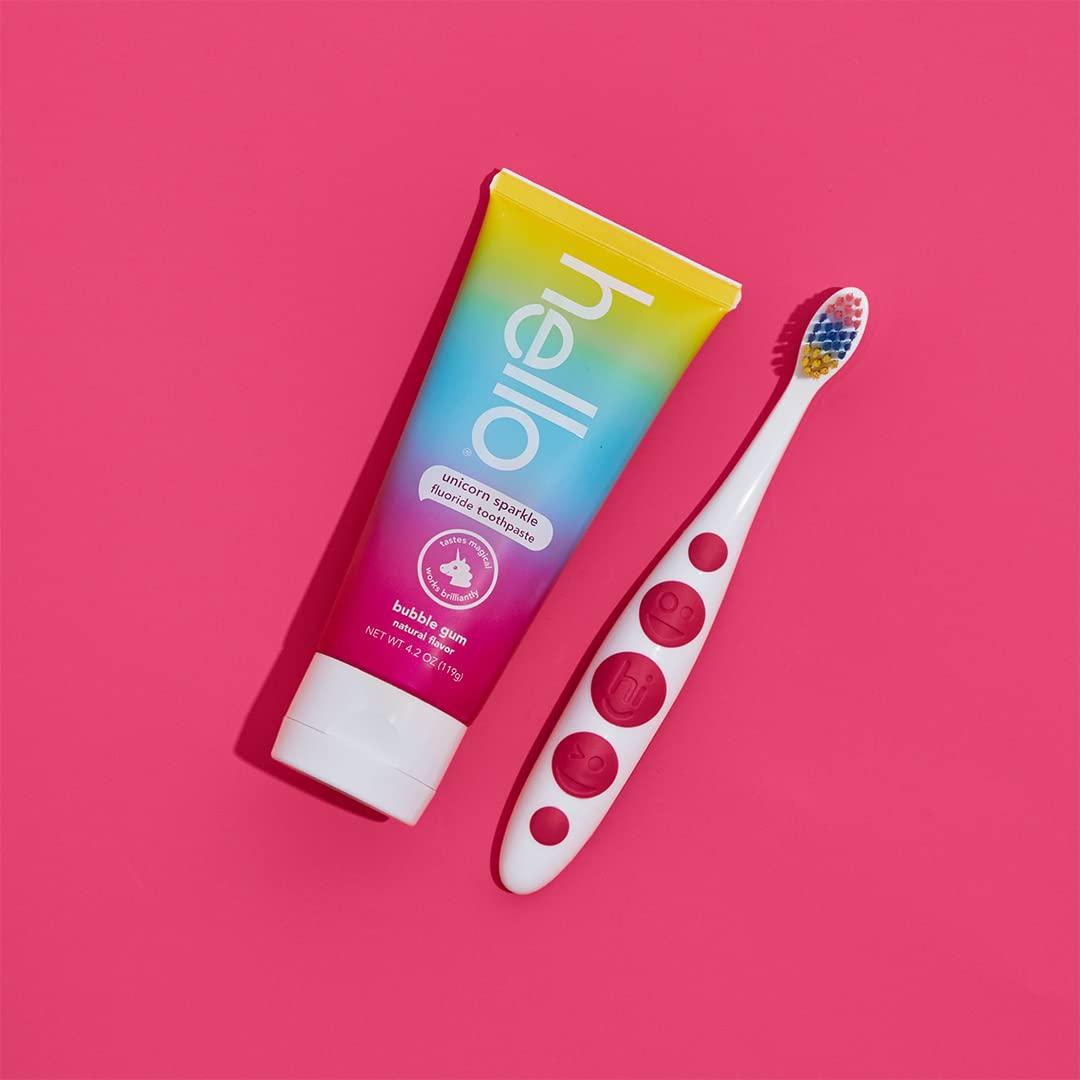 hello hello Unicorn Baby and Toddler Soft Toothbrush for All Ages, BPA Free, Easy to Grip Handle, 6 Count