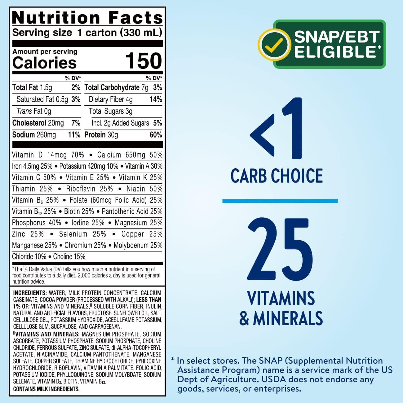 Glucerna Glucerna Protein Smart Nutritional Shake, Diabetic Protein Drink, Blood Sugar Management, 30g Protein, 150 Calories, Chocolate, 11-fl-oz Carton, 12 Count (Pack of 2)