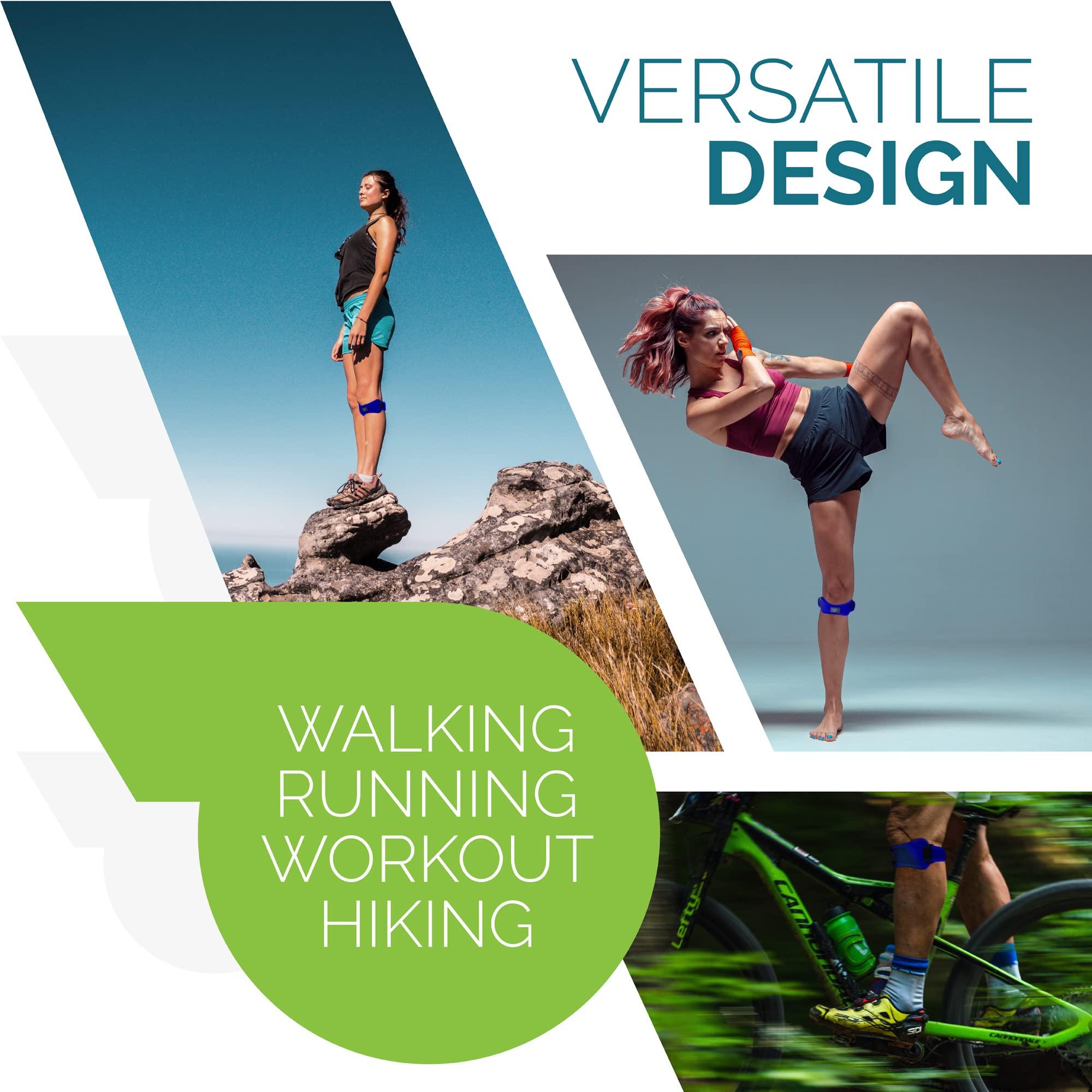 Run Forever Run Forever Sports Patella Strap Knee Brace Support for Arthritis, ACL, Running, Basketball, Meniscus Tear, Sports, Athletic. Best Knee Brace for Hiking, Soccer, Volleyball & Squats (Pack Of 1, Blue)