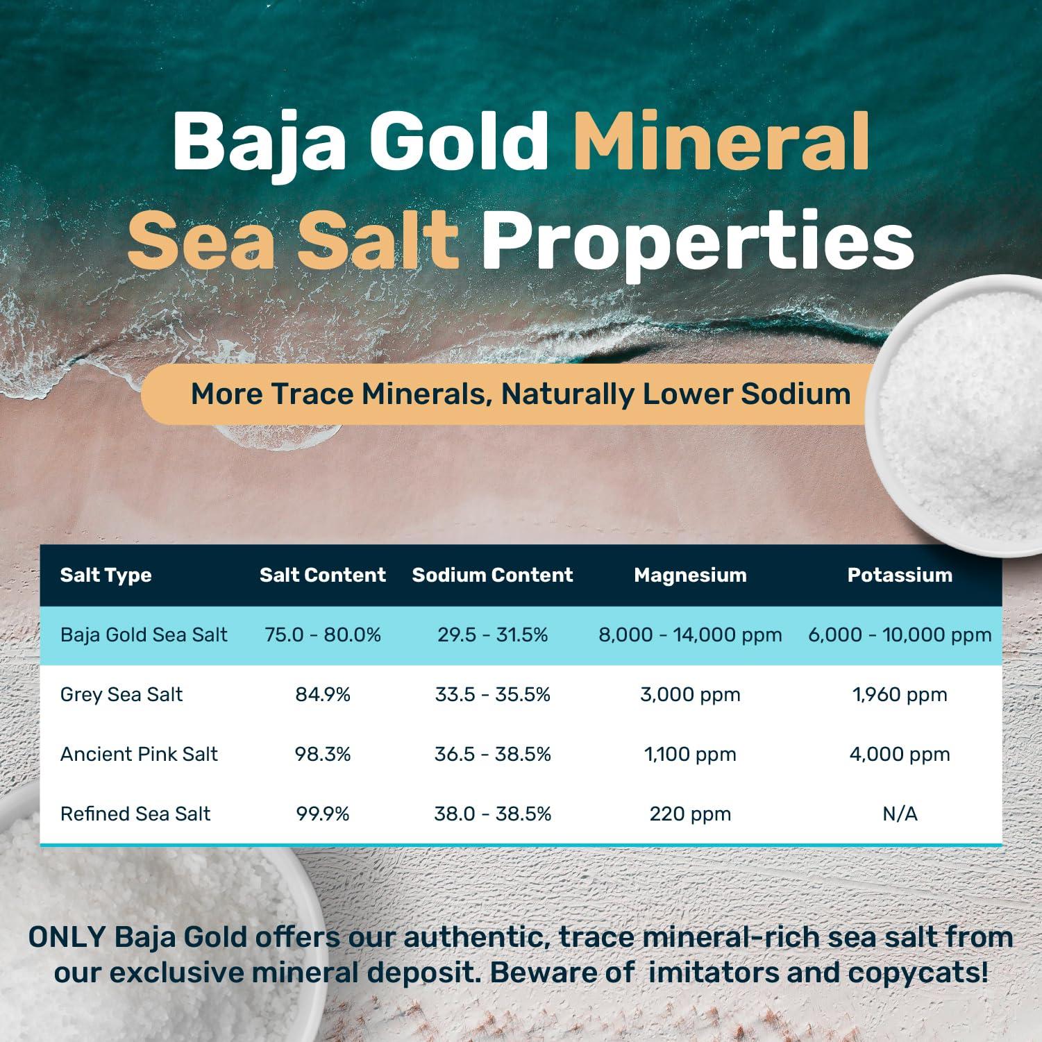 Baja Gold Baja Gold Mineral Sea Salt - Pure & Organic Natural Grain Salt for Cooking & Baking | Low Sodium, Authentic Baja Salt | Ideal for All Culinary Creations | 1 lb. Resealable Bag, 300+ Servings