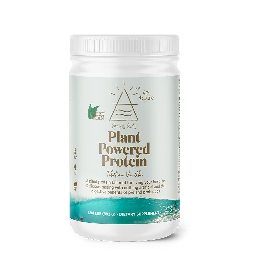 nbpure nbpure Earthy Andy Plant Powered Protein, Gluten-Free, Non-GMO, Cruelty Free Pea Protein Powder, Vanilla, 30 Servings