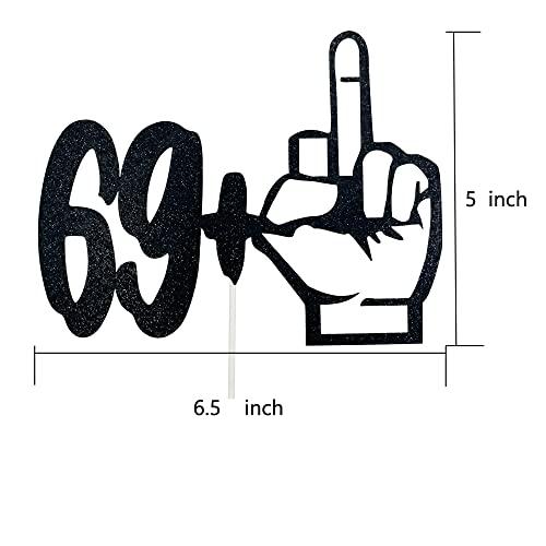 TzTwodcaz Happy 70th Birthday Cake Topper - 69+1 Middle Finger Cake Topper - Funny Seventy Years Old Birthday Party Supplies