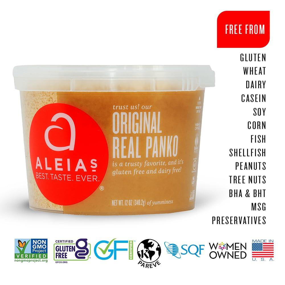 Aleia’s Best. Taste. Ever. ALEIA\'S BEST. TASTE. EVER. Panko Original - 12 oz / 1 PACK - Authentic Taste, Crunchy Breading for Gluten Free Recipes, Certified Gluten Free, Non-GMO, Dairy Free, Low Sodium, Kosher