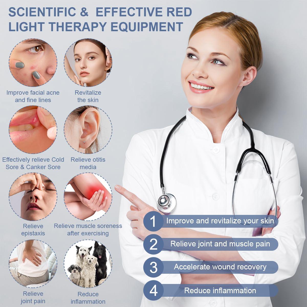 OPMGUWZY Red Light Cold Sore Red Light WandCanker Sore Treatment Herpes Lip Treatment Fever Blister Relief Device for Nose Ear Mouth Joint Muscle2-in-1 Multifunctional Red Light Device for Body with Glasses