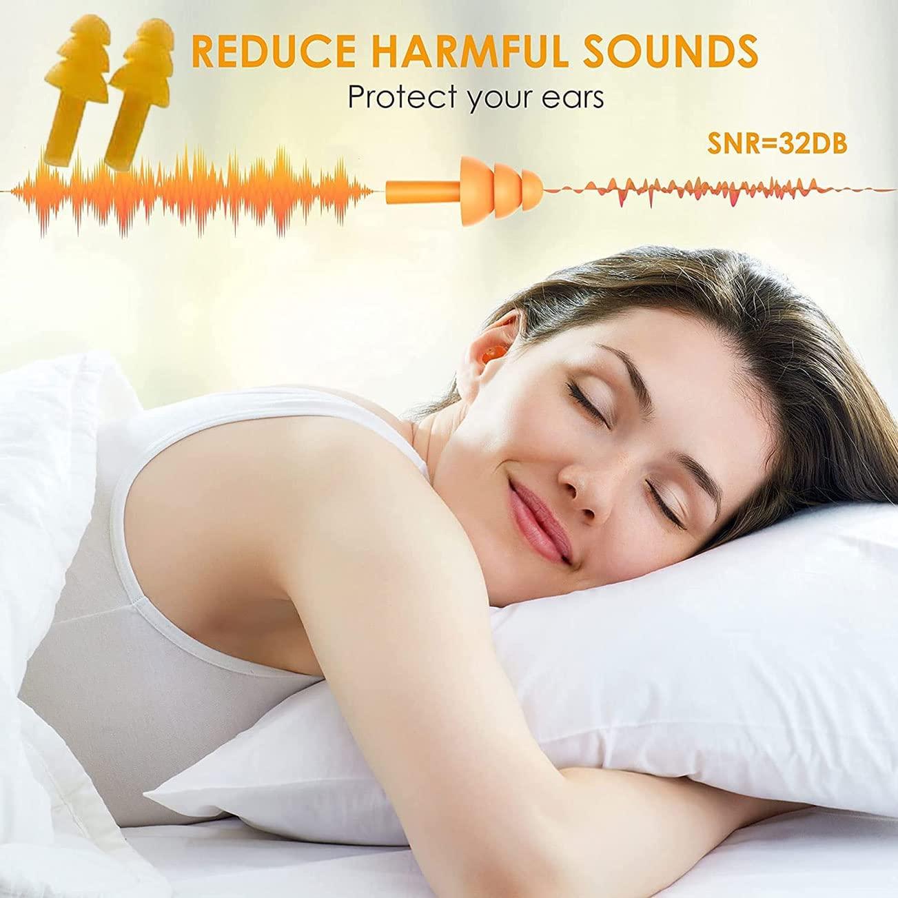 Noinkoti Earplugs for Sleeping Noise Cancelling Reusable Silicone Ear Plugs Suitable for Swimming Travel Snoring Airplanes Study Work Noisy Places8Pairs