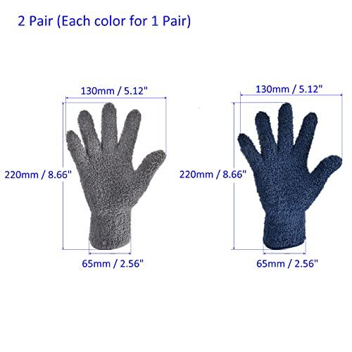 M METERXITY M METERXITY 2 Pair Dust Removal Gloves - Household Cleaning Mitts, Soft & Durable, Apply to Kitchen/Garden/Room (8.66 x 5.12 Inches, Gray Dark Blue)