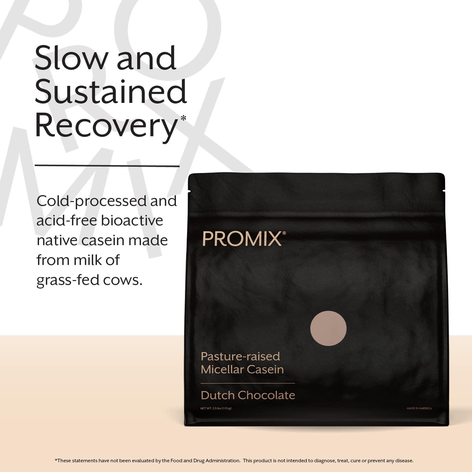 ProMix Nutrition Promix Casein Protein Powder, Chocolate - 2.5lb Bulk - Grass-Fed & 100% All Natural - Slow & Sustained Recovery ­Post Workout Fitness - Shakes, Smoothies, Baking & Cooking Recipes - Gluten-Free