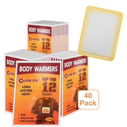 WOTING Body Warmers Adhesive 40 Packs, Disposable Body Warmers Long Lasting Safe Natural Odorless Air Activated Warmers Up to 12 Hours of Heat - Stick Body Warmers Natural Warm Patch for Cold Weather