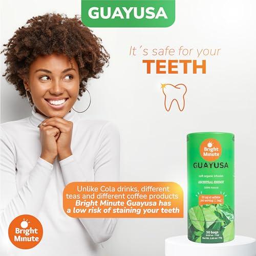BRIGHT MINUTE Bright Minute Guayusa infusion 50 teabags | Coffee Alternative & Addition | 55mg of natural caffeine per small 1.5G (0.05OZ) bag, Calm and Wakeful Energy Boost!