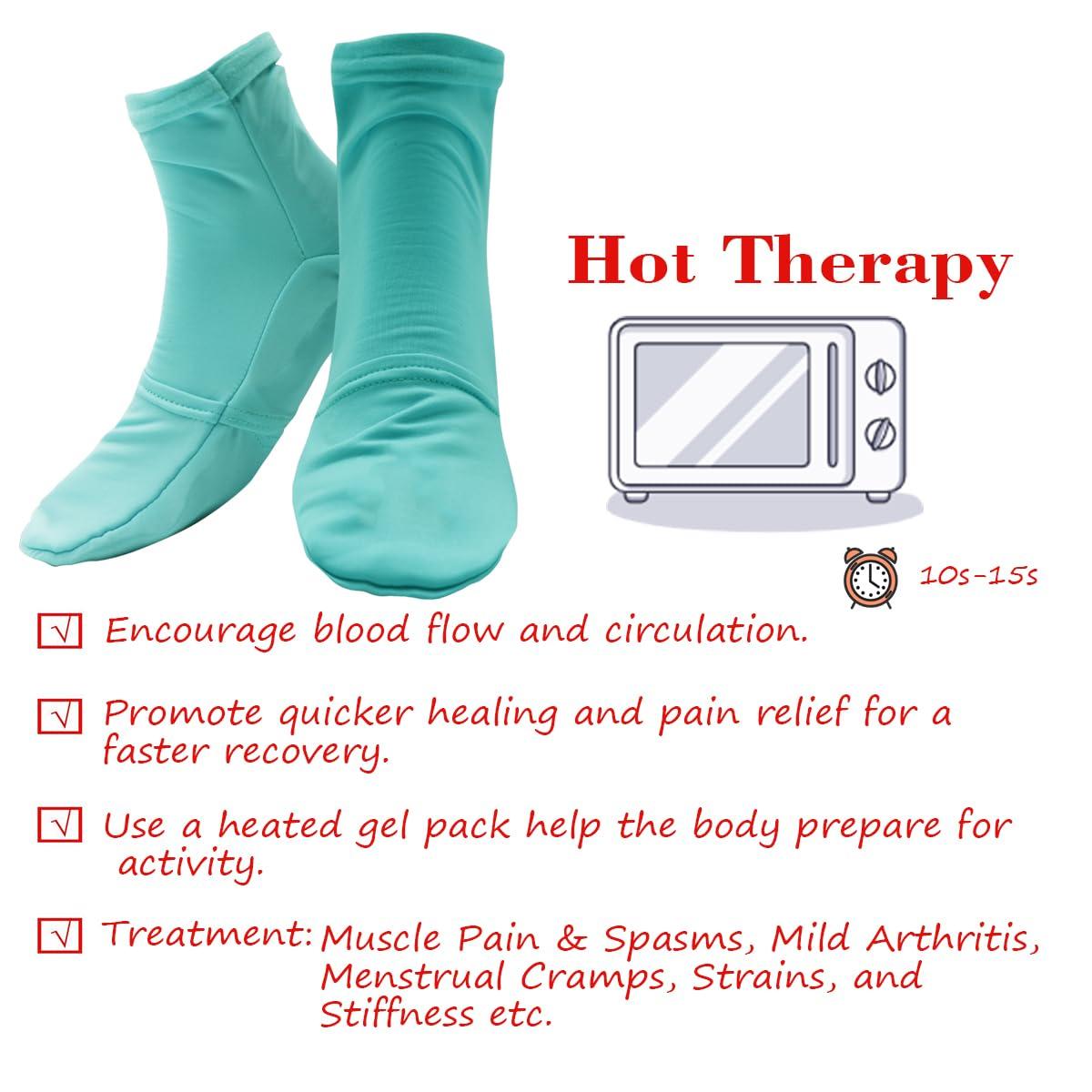 coldpa Reusable Cold Therapy Socks, Gel Ice Pack for Feet Heels Injuries Swelling, Hot and Cold Therapy Socks for Plantar Fasciitis Neuropathy Chemotherapy Pain Relief for Foot Ankle (Green)