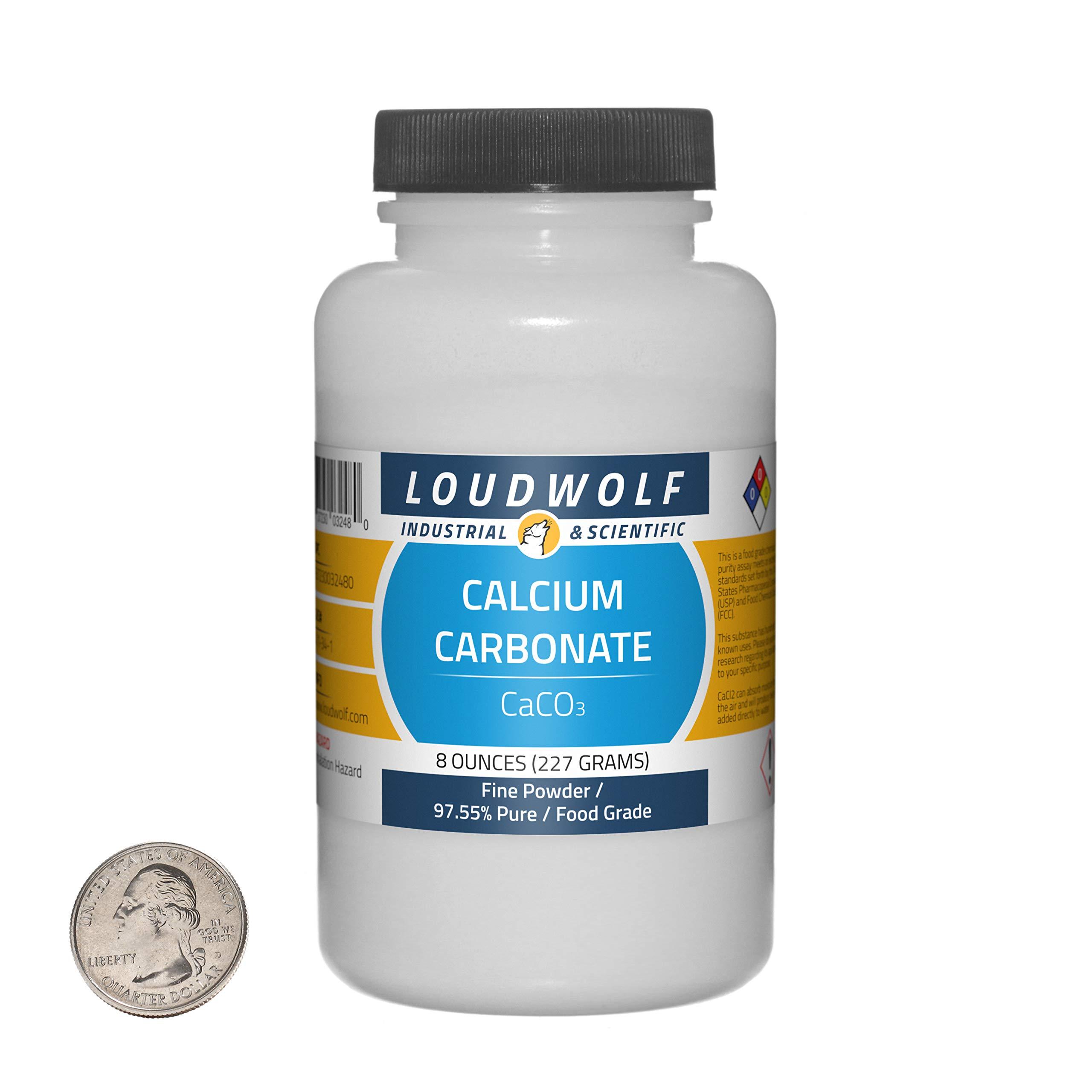 Loudwolf Calcium Carbonate / 8 Ounce Bottle / 97+% Pure Food Grade/Fine Powder