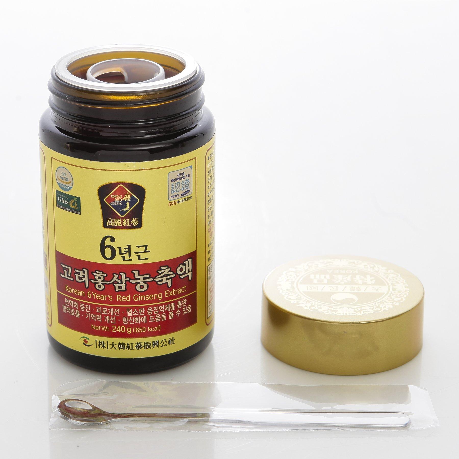 Dae Han Red Ginseng Promotion CO., LTD 240g(8.5oz), 100% Pure Korean 6years Root Red Ginseng Extract, Saponin, Panax