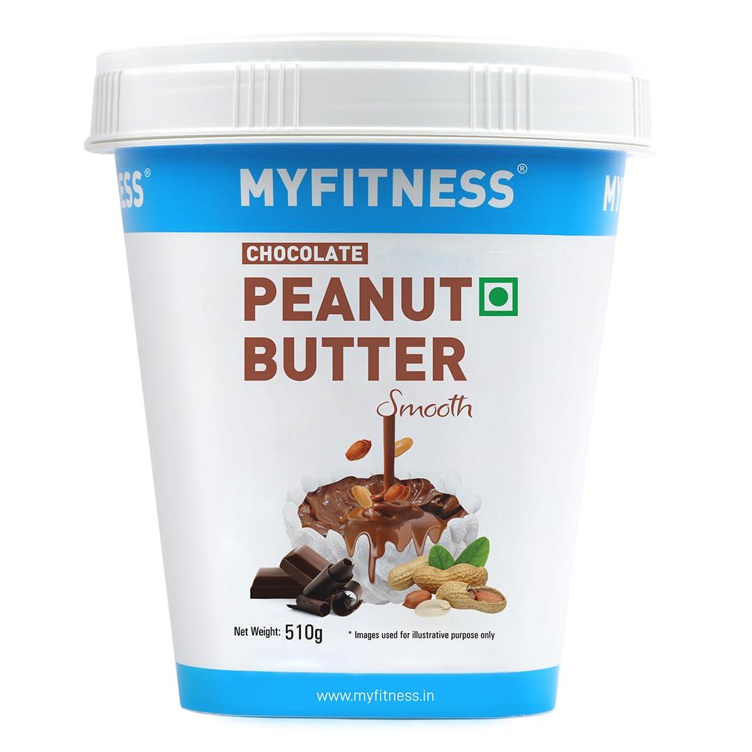 MYFITNESS PEANUT BUTTER MYFITNESS Peanut Butter Chocolate Smooth Non-GMO Gluten-free No Preservative All Natural Ingredient High Protein Made with American Recipe (17.9 Ounce)
