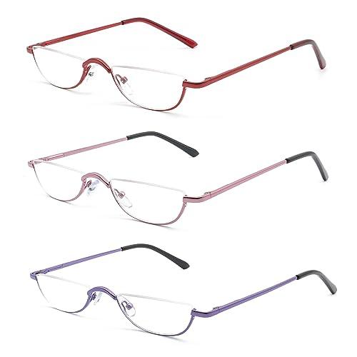 COVESATO COVESATO Half Frame Reading Glasses, Half Metal Moon Readers for Women Men 2.50