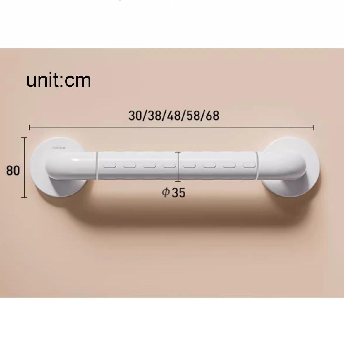 LAJUU Stainless Steel Grab Bars White Anti Slip Shower Handle Bathroom Balance Bars Grab Bar Hand Rail Support Assist Bath Handles for Handicap Elderly Injury (Size : 38cm)