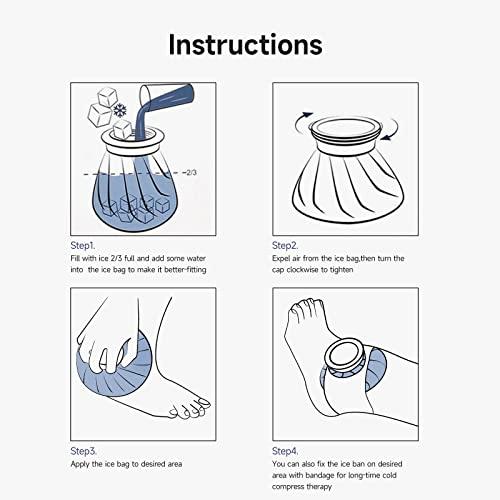 BICAREE BICAREE Ice Pack for Injuries Reusable, Ice Bags Hot Water Bag for Hot & Cold Therapy and Pain Relief with Cover, No-Leak Elastic Breathable Ice Bag, Size 9\"