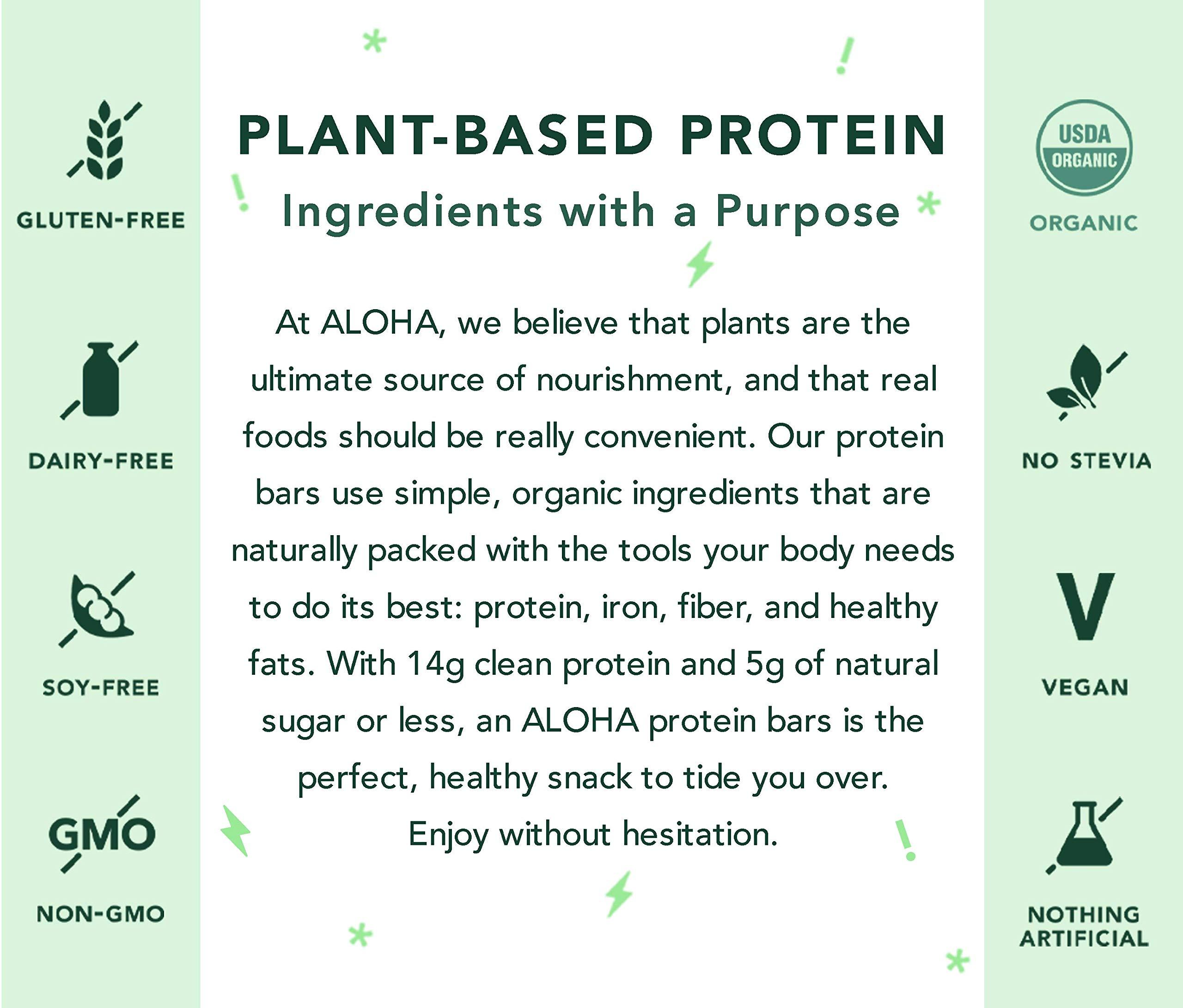 ALOHA ALOHA Organic Plant-Based Protein bar, Chocolate Chip Cookie Dough, 1.98 Oz