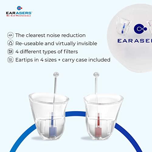 Earasers EARasers Noise Cancelling Earplugs - Reusable Noise Reduction Musicians Earplugs for Concerts, Djs – 19dB Peak Reduction