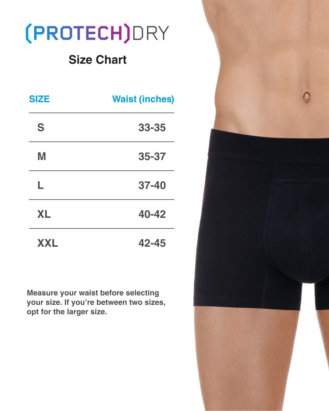 PROTECHDRY PROTECHDRY - Washable & Reusable Urinary Incontinence Cotton Boxer Brief Underwear for Men, Black Small