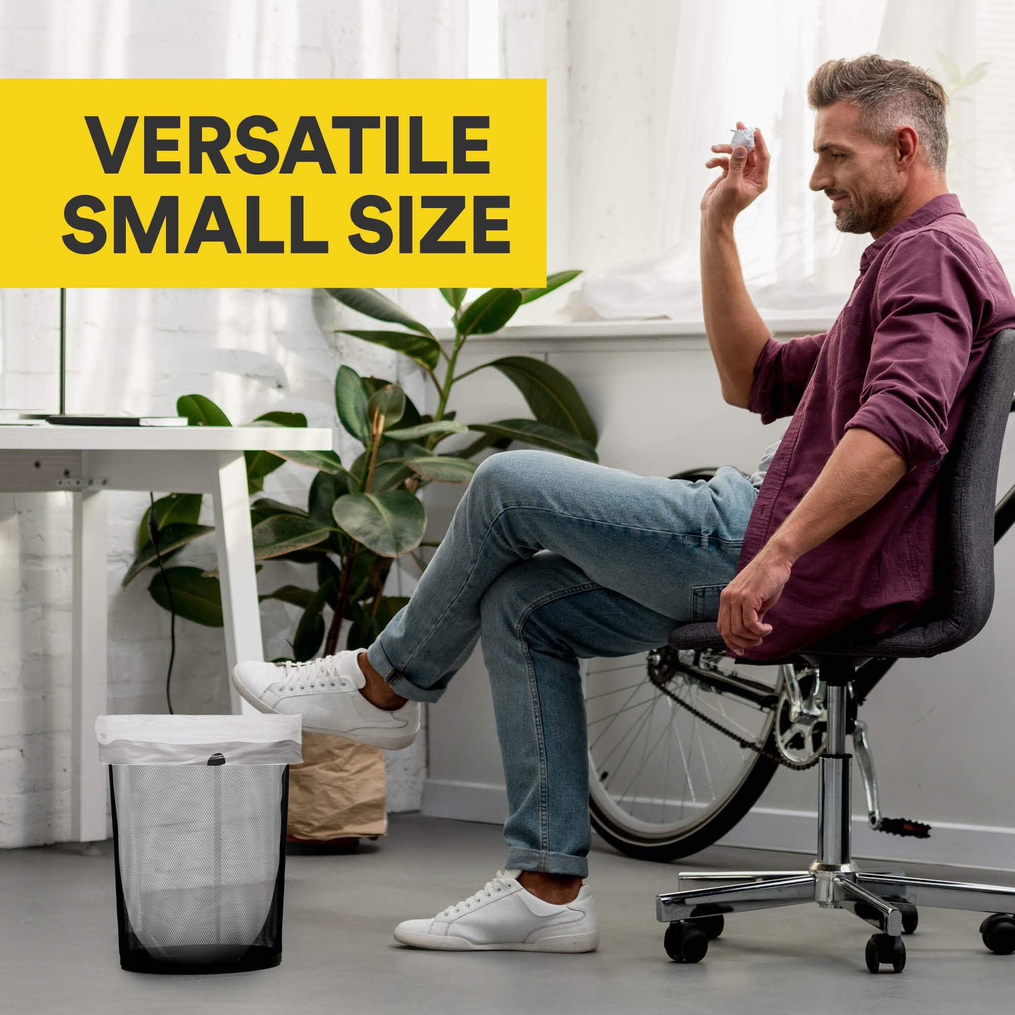 HOUZZKINGZ USA Small Trash Bags 4 Gallon Trash Bags Drawstring - 57 White Unscented Small Garbage Bags | Waste Basket Plastic Trash Can Liners | Bathroom House Cleaning Supplies