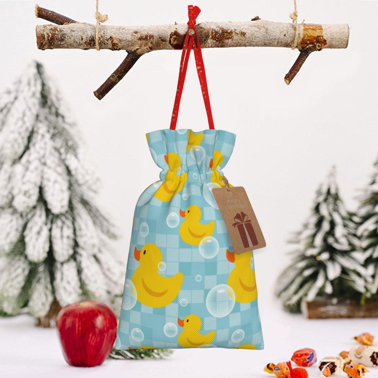 YIPOCH YIPOCH Yellow Duck Gift Bags Christmas Bags with Drawstring Christmas Bags For Gifts Wrap Christmas Treat Bags Reusable Birthday Holiday Gift Bag for Xmas Presents Party Favor Goody Bags