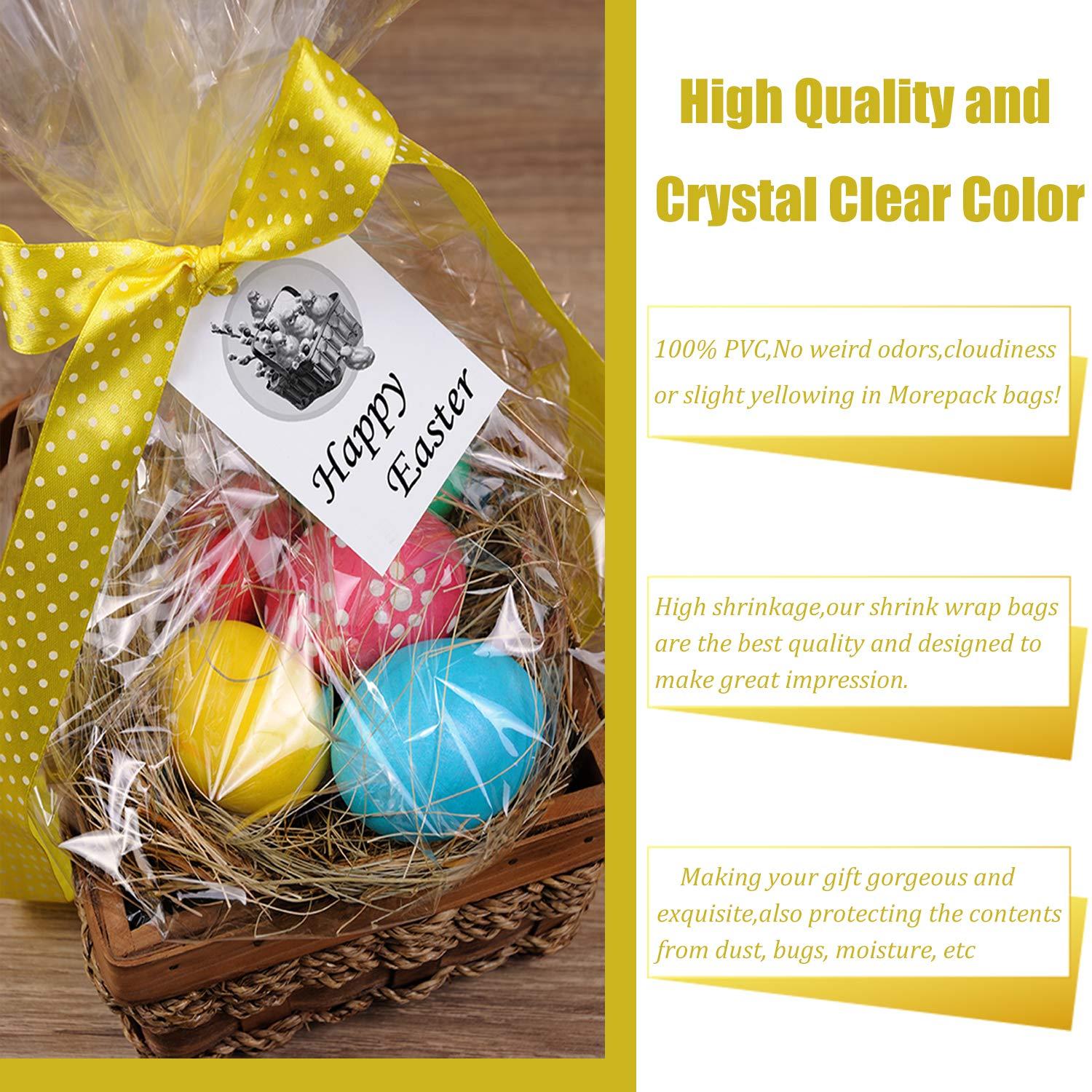 Morepack Morepack Extra Large Shrink Wrap Bags for Gift Baskets, 32x40 inches Clear PVC Heat Gift Basket Shrink Bags 5 Pack