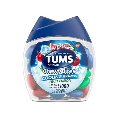 TUMS TUMS Chewy Bites Fast Cooling Sensation Antacid Fruit Fusion 28 Tablets Chewy Bites Assorted Berries Antacid 32 Count