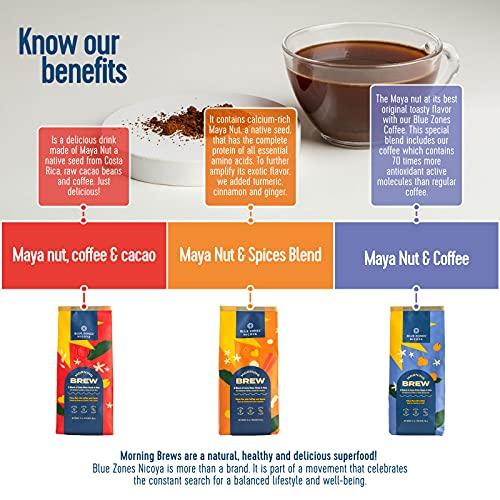 BLUE ZONES Blue Zones Nicoya - Morning Brew, Maya Nut with Coffee and Spices- 100% Natural Ground Coffee Alternative - High micronutrients - Low Caffeine, Gluten & Sugar-Free (12 oz/ 340g)