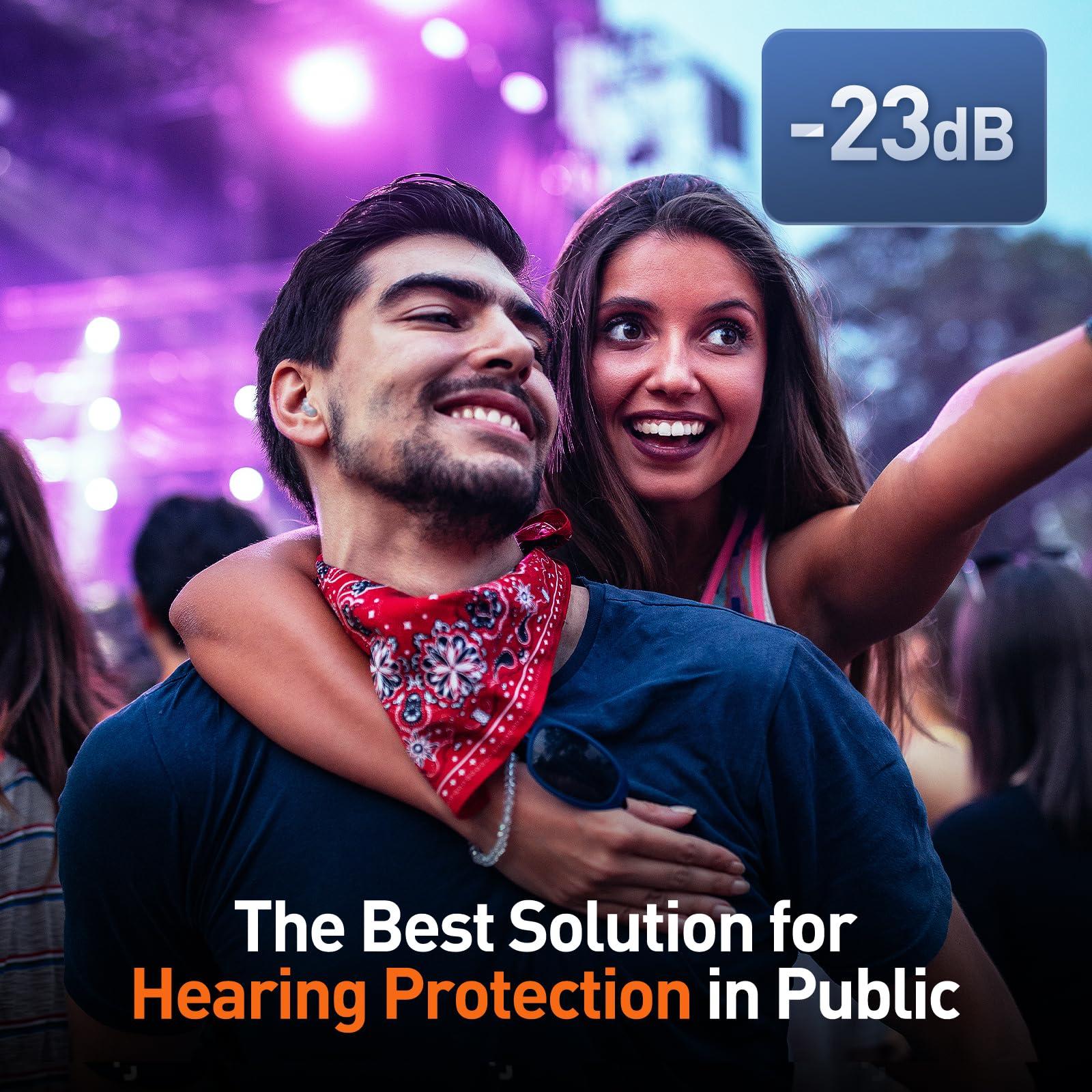 Reure Reure High Fidelity Concert Ear Plugs, Noise Cancelling Silicone Ear Plugs 2 Pairs Great for Concerts Loud Music, Musicians, Motorcycles, Airplanes, Raves, Hearing Protection -20 dB