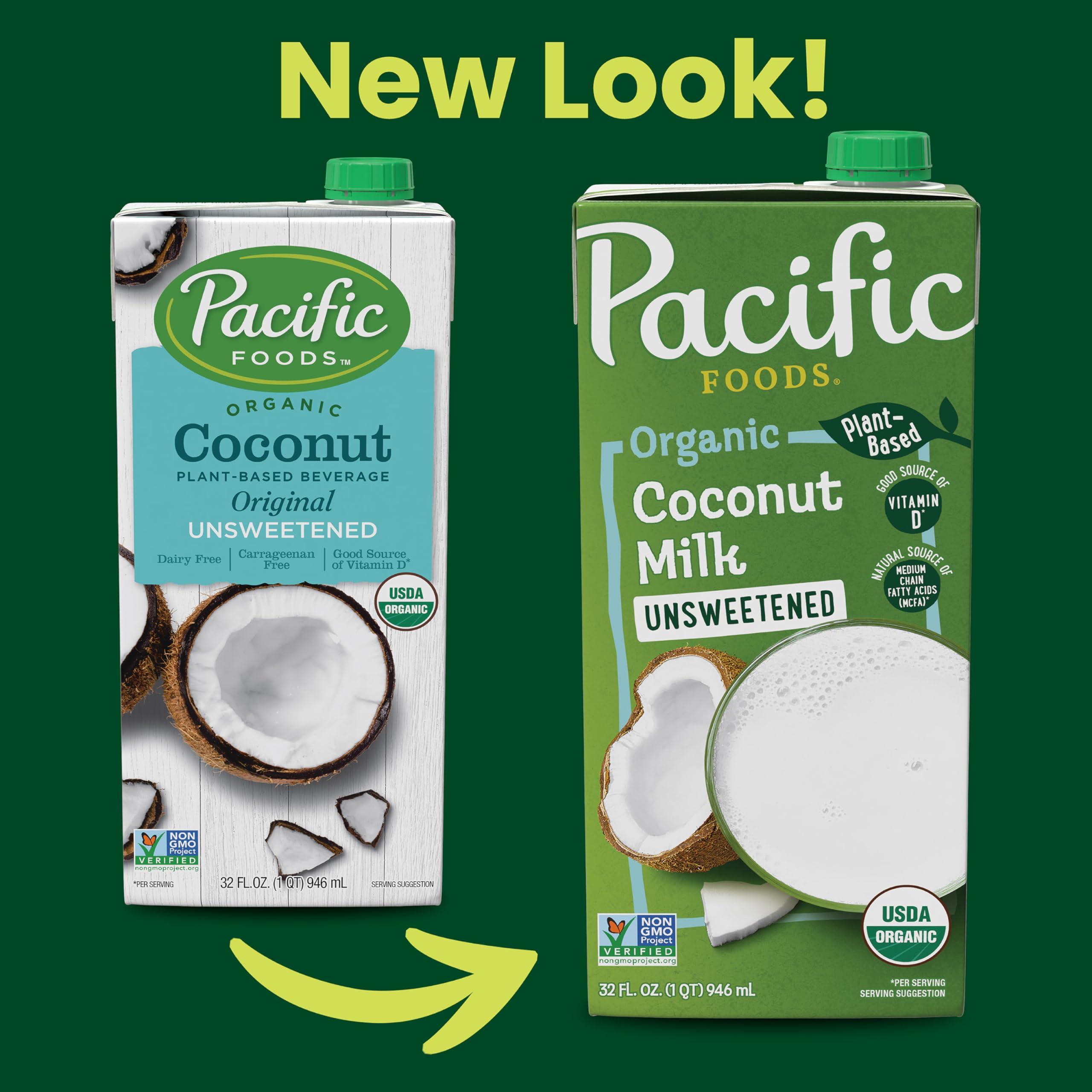 Pacific Foods Pacific Foods Organic Unsweetened Coconut Milk, Plant Based Milk, 32 oz Carton (Pack of 6)