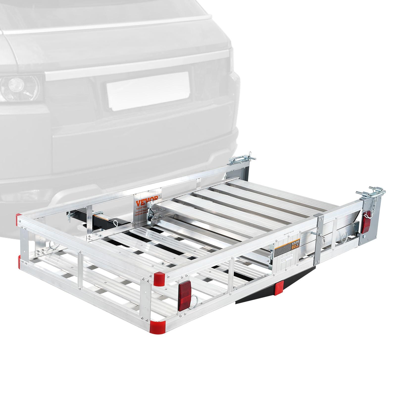 VEVOR VEVOR Hitch Mount Cargo Carrier, 500LBS Mobility Scooter Carrier with Folding Ramp, Aluminum Trailer Hitch Rack Basket & Stabilizer, Strap, Fits 2\" Hitch Receiver for Truck SUV Car, 47.2\" x 27.6\"