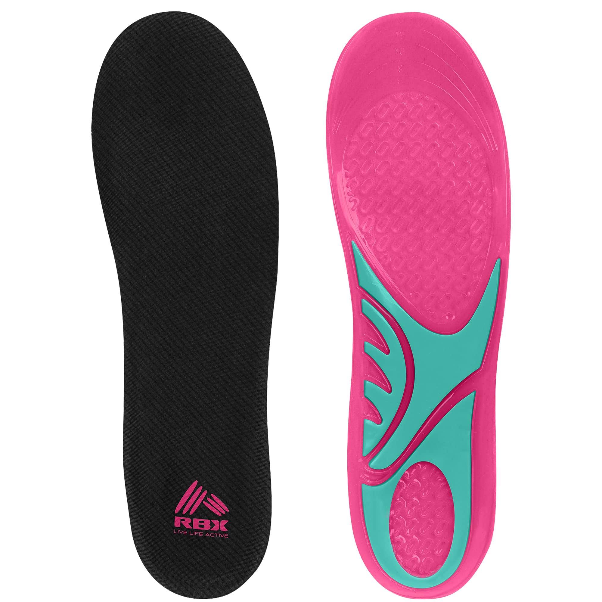 RBX RBX Massaging Sport Gel All Day Comfort Insoles, Full Length (Women, 6-10, Pink)