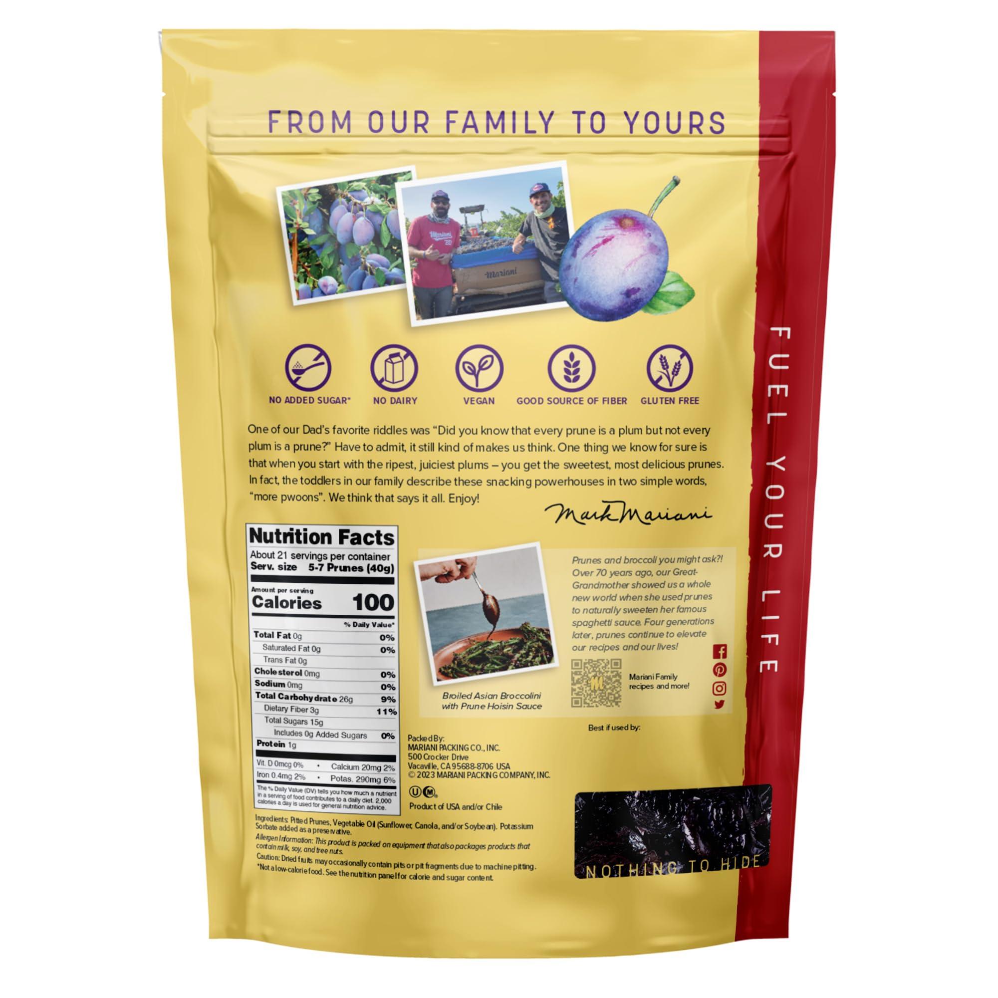 Mariani Premium Mariani Pitted Dried Prunes, No Sugar Added, 30 Ounces (Pack of 1) - Resealable Bag