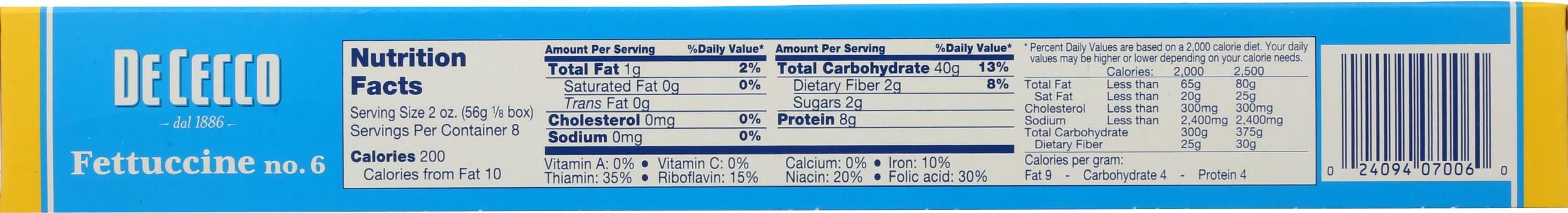 De Cecco De Cecco Semolina Pasta, Fettuccine, 16 oz- Made in Italy, High in Protein & Iron, Bronze Die (VSA0006p)