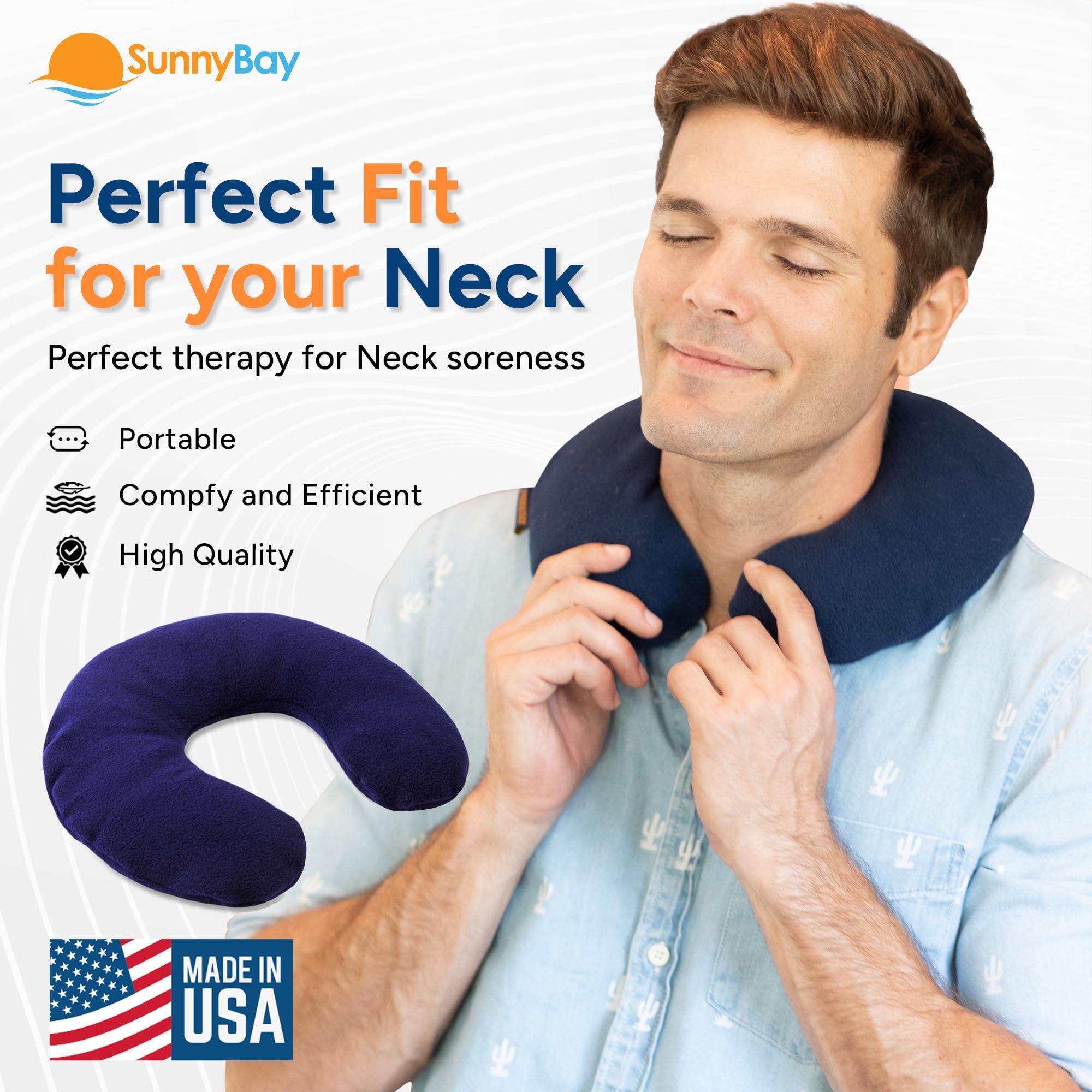 SunnyBay SunnyBay Microwave Heating Pad, Microwavable Heated Neck Pillow for Moist Hot Therapy, Heated Neck and Shoulder Wrap with Wheat Filling and Washable Cover, 12\"X12\"X2\", 2.5 lbs, Navy Blue