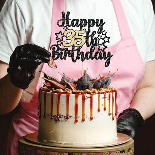 Gyufise Gyufise 1Pc Happy 60th Birthday Cake Topper Black Gold Glitter Cheers to 60 Years Birthday Cake Pick 60 Fabulous Cake Decoration for Happy 60th Birthday Anniversary Party Supplies