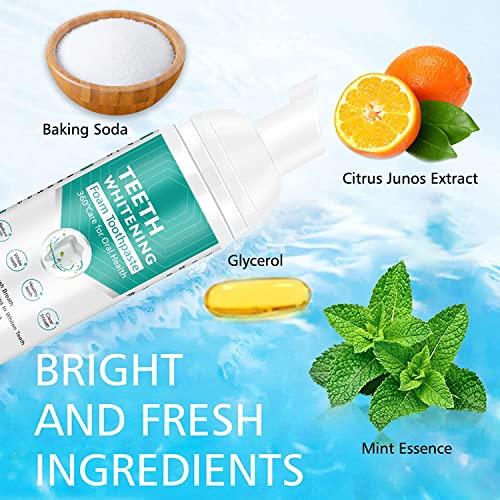 VOGSIG Teeth Whitening Toothpaste with Fluoride, Foam Toothpaste, Ultra-fine Mousse Foam Deeply Cleaning Gums, Stain Removal, Oral Care-Toothpaste Replacement Natural Mouth Wash Water, 3 Fresh Flavor