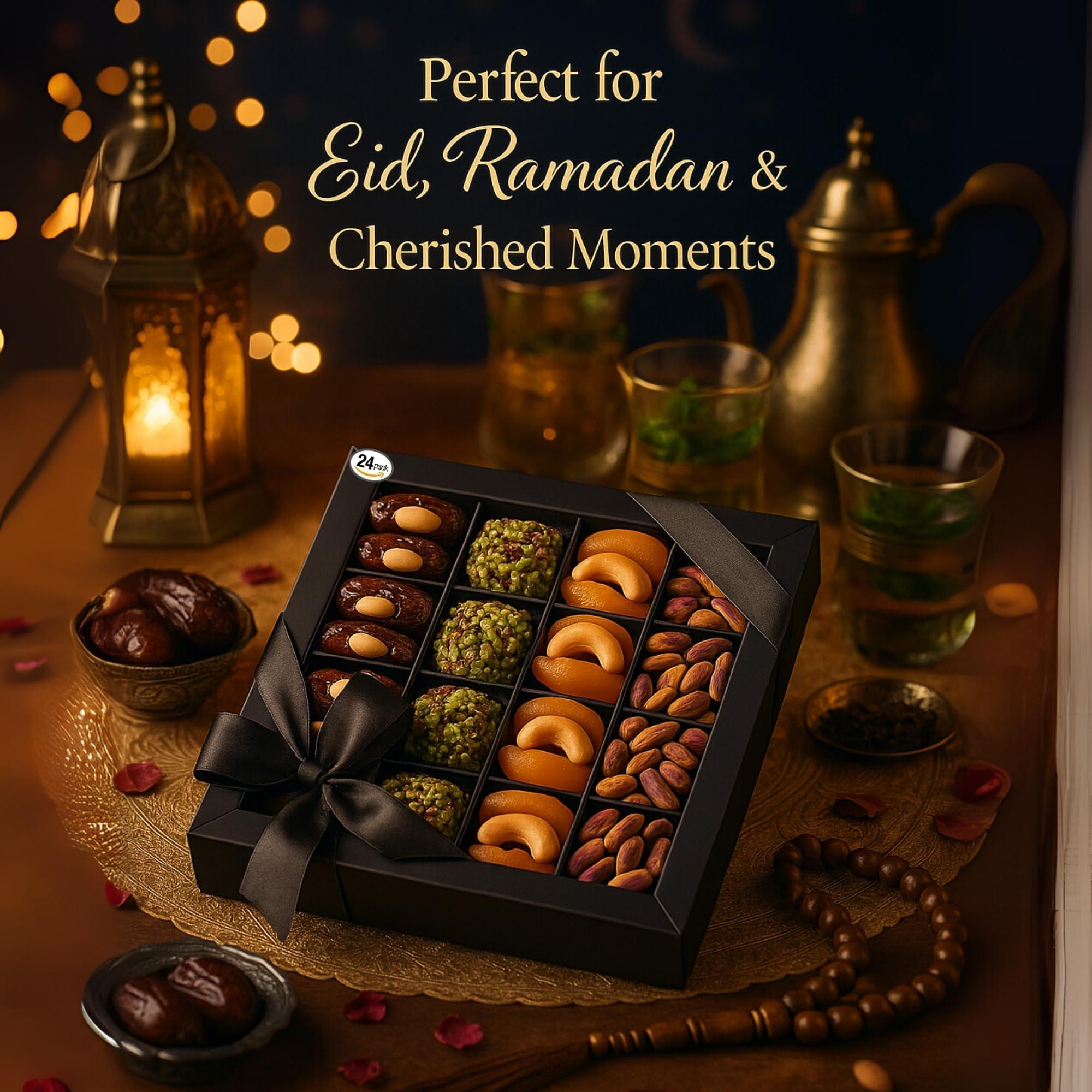 ANDY ANAND CHOCOLATIER Andy Anand 24-Piece Gift Box: All-Natural Truffles and Stuffed Dates Deliciously Healthy, No Sugar Added, Embracing Nature\'s Goodness 10.5 Oz Eid al Fitr, Ramadan. Fresh flown from Turkey.