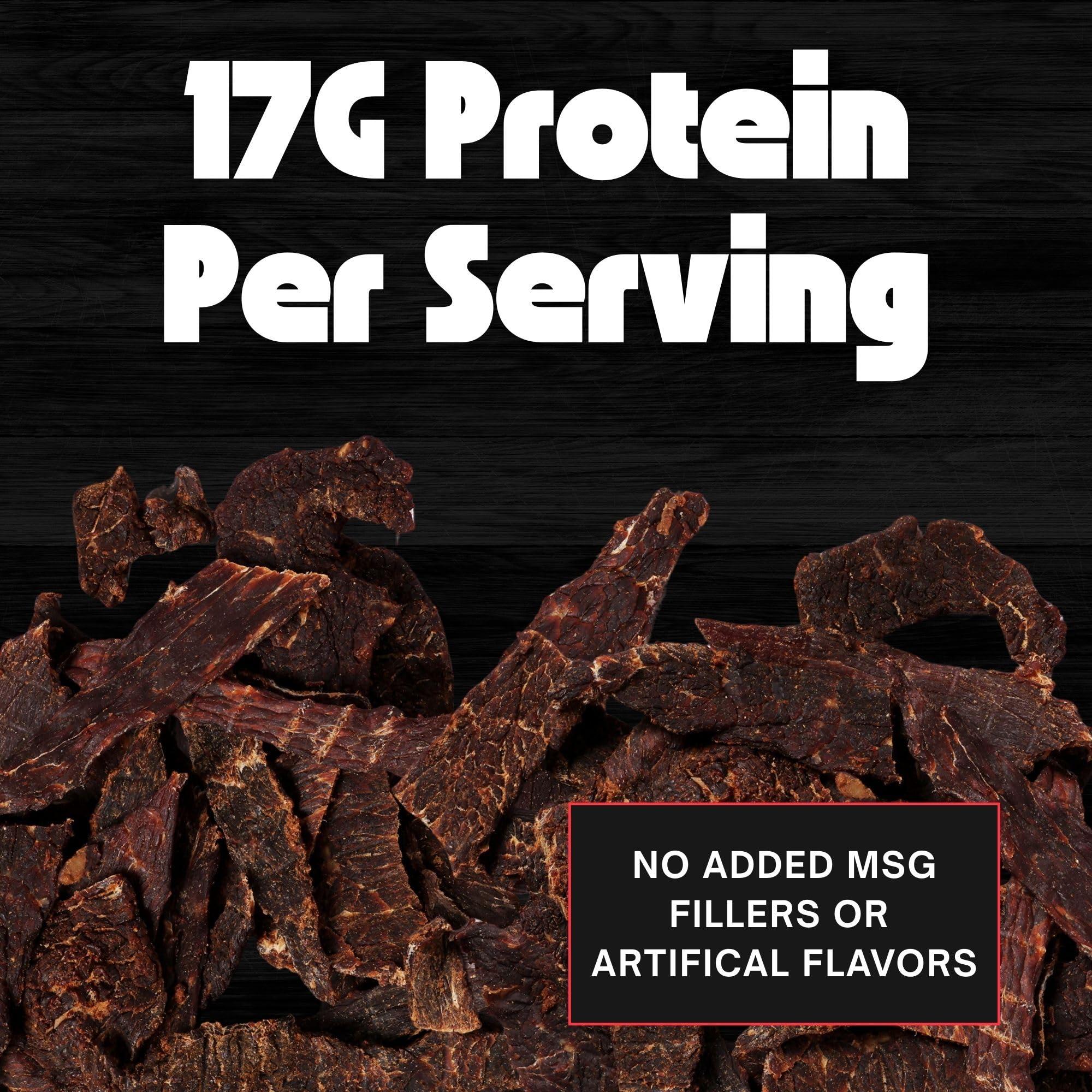 NO MANS LAND BEEF JERKY No Man’s Land HOT Beef Jerky High Protein Low Calorie Low Carb Beef Snack 3.0oz Bag