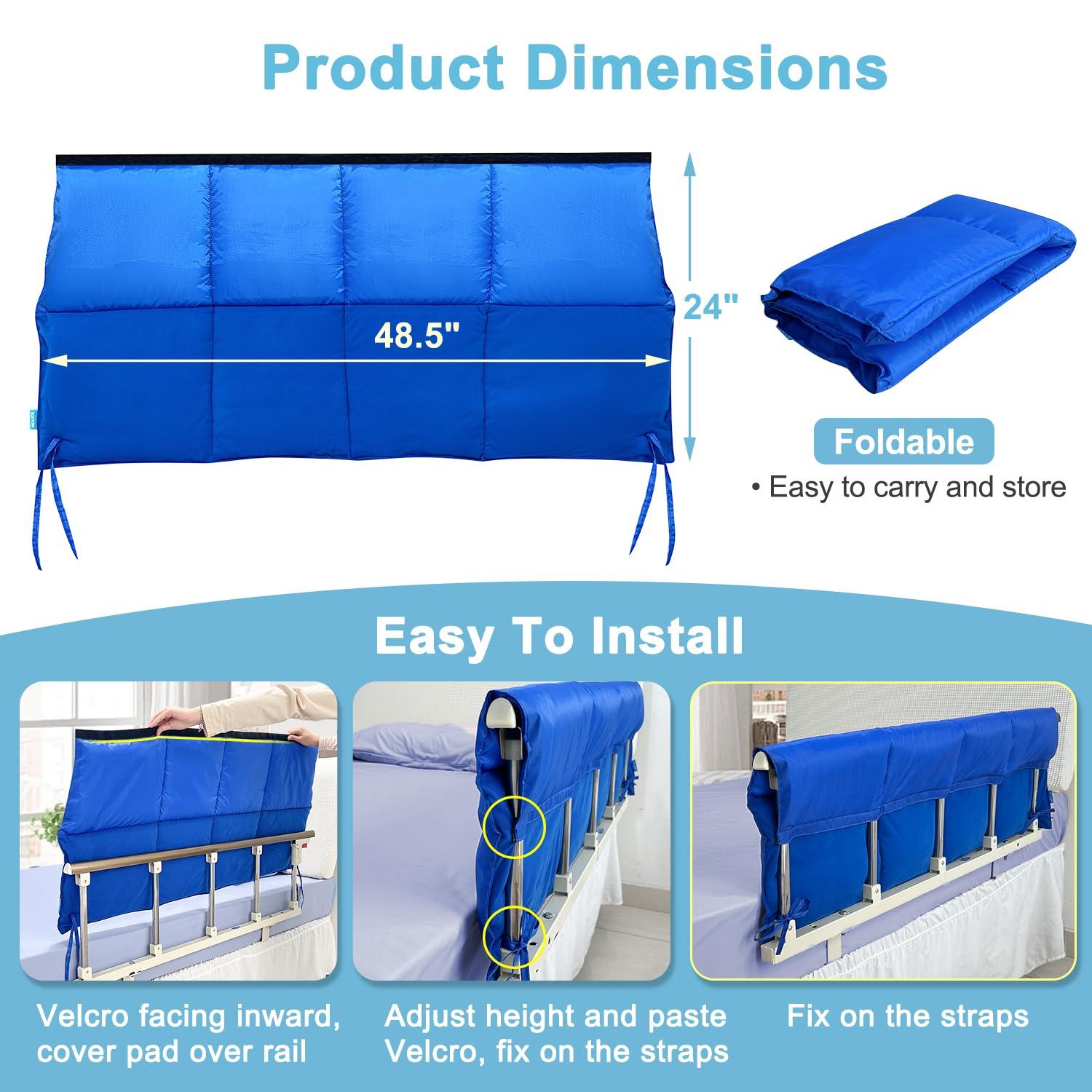 NEAUDE NEAUDE Bed Rail Covers for Hospital Bed Bumper Pads Medical Foam Padding Bumpers Bedside Pad for Elderly Adults Seniors Bed Side Protection Safety Rail Guard Bedrail Bumper(48"x12")
