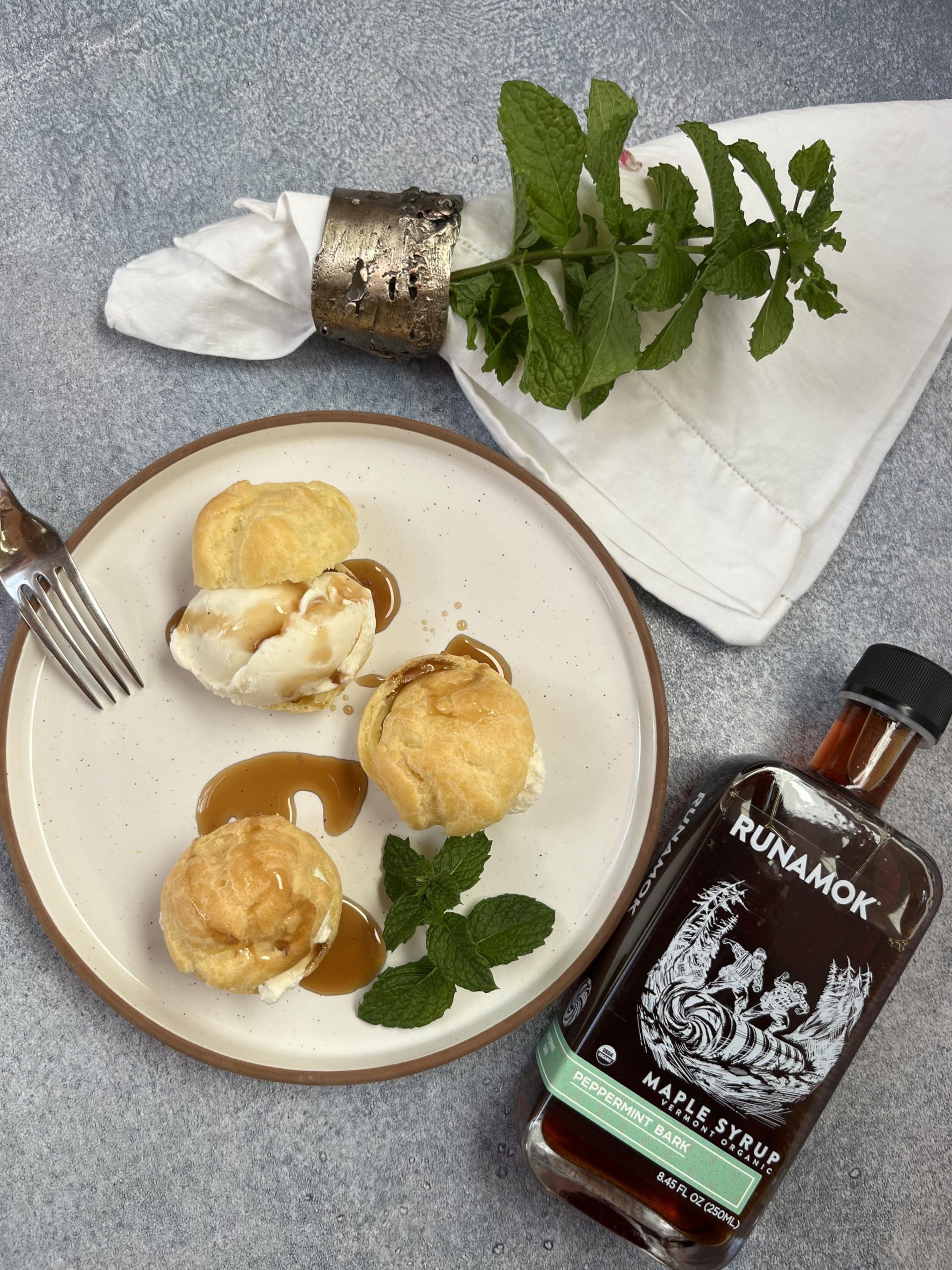 Runamok Runamok Maple Peppermint Bark Infused Maple Syrup - Authentic & Real Vermont Maple Syrup | Gluten Free & Natural Sweetener | Great Christmas Holiday Gift for Foodies! Breakfast, Coffee, Pancakes Maple Syrup | 8.45 Fl Oz (250mL)