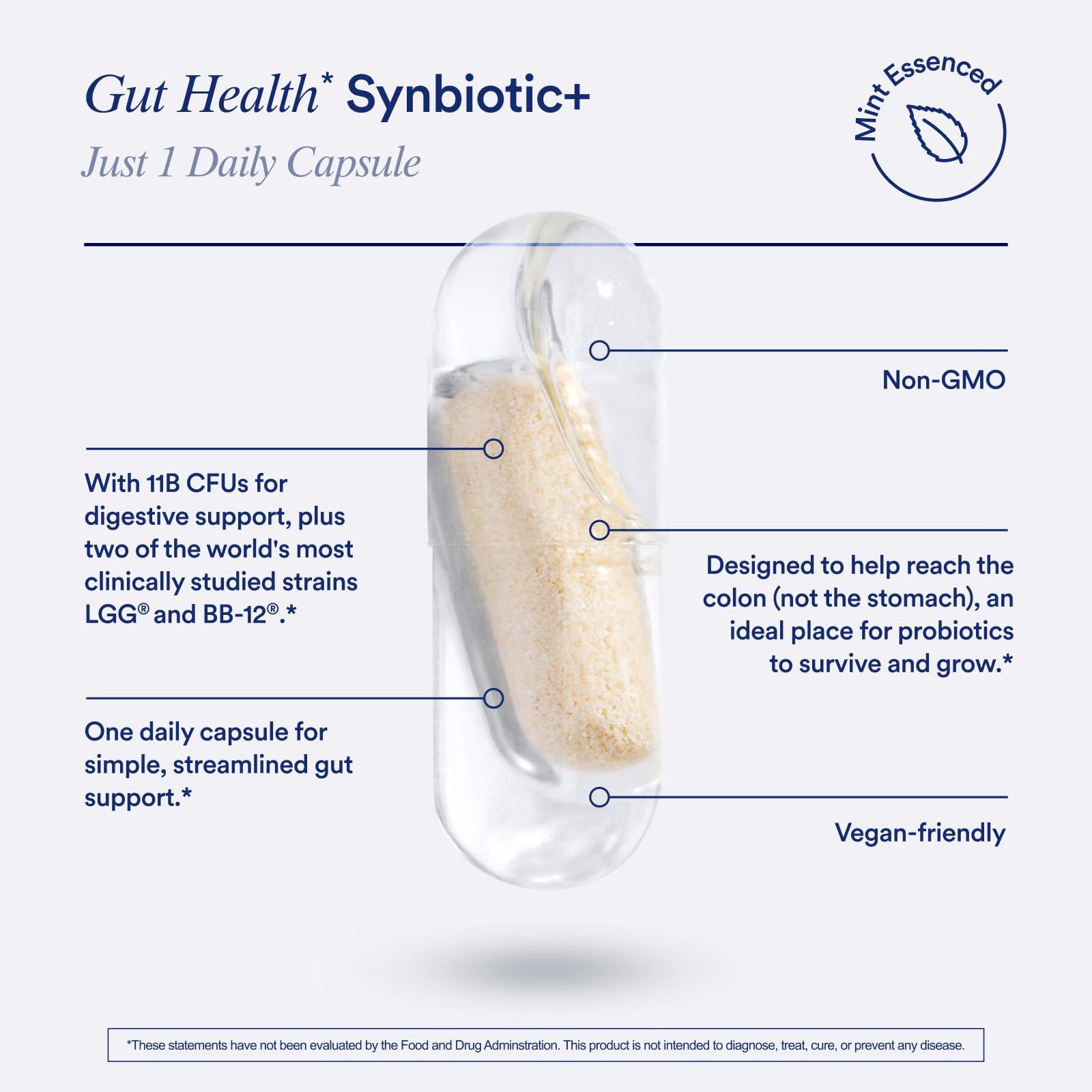 Ritual Ritual Synbiotic+ Probiotic, Prebiotic, Postbiotic, 3-in-1 Formula for Gut and Digestive Health, Regularity, Bloat, Immune Support, Vegan Delayed-Released Capsule, Probiotics for Women and Men, 30 Day