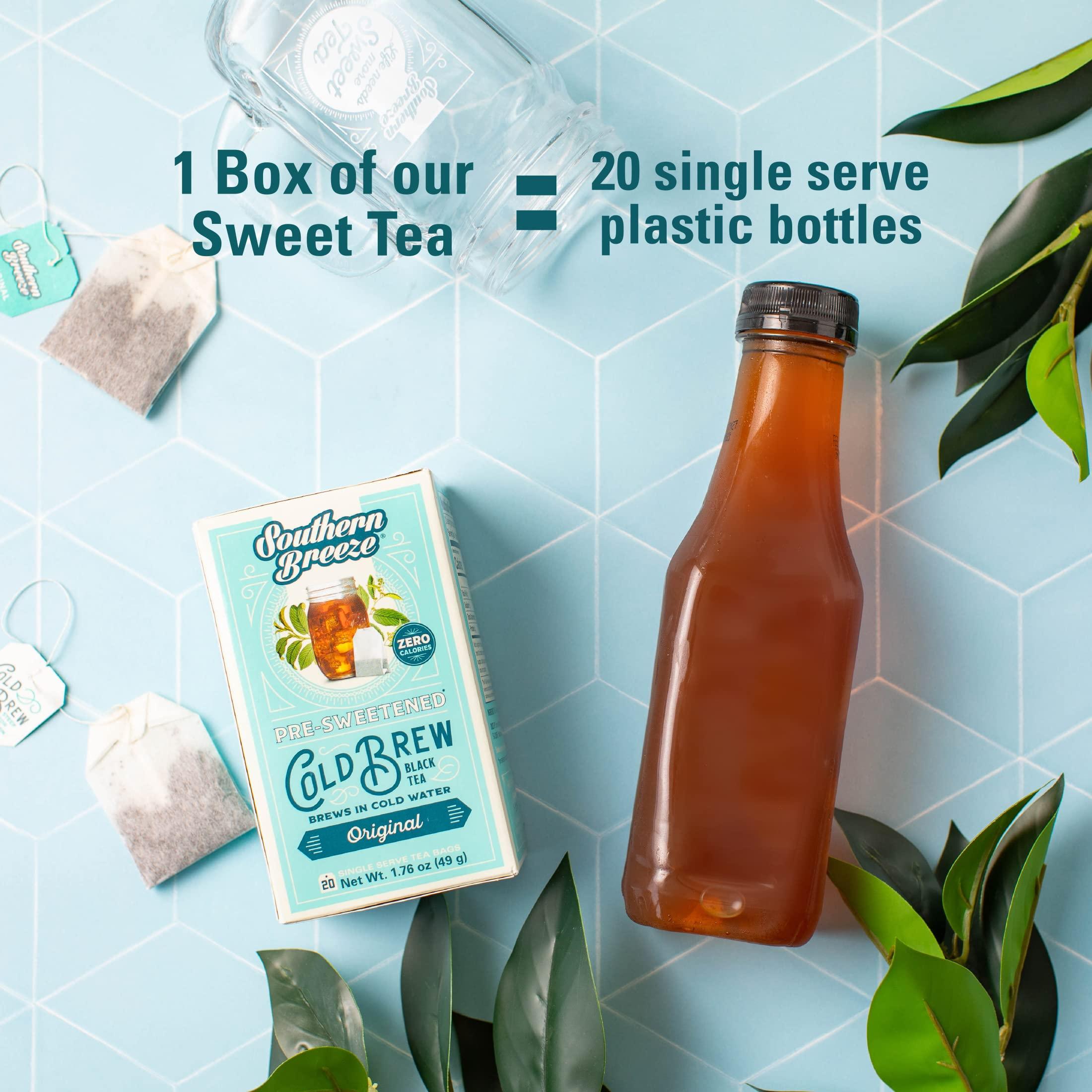Southern Breeze Southern Breeze Cold Brew Sweet Tea Peach Iced Tea with Black Tea and Zero Carbs Zero Sugar, 20 Individually Wrapped Tea Bags Southern Sweet Tea Iced Tea Beverage