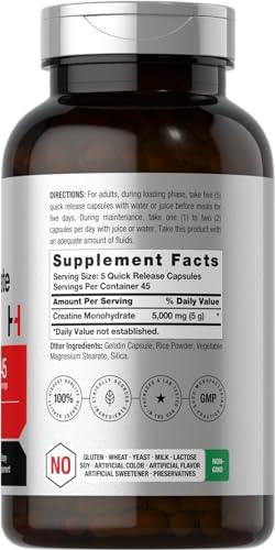 Horbach Horbach Creatine Monohydrate | 5g | 225 Capsules | Non-GMO, Gluten Free Supplement