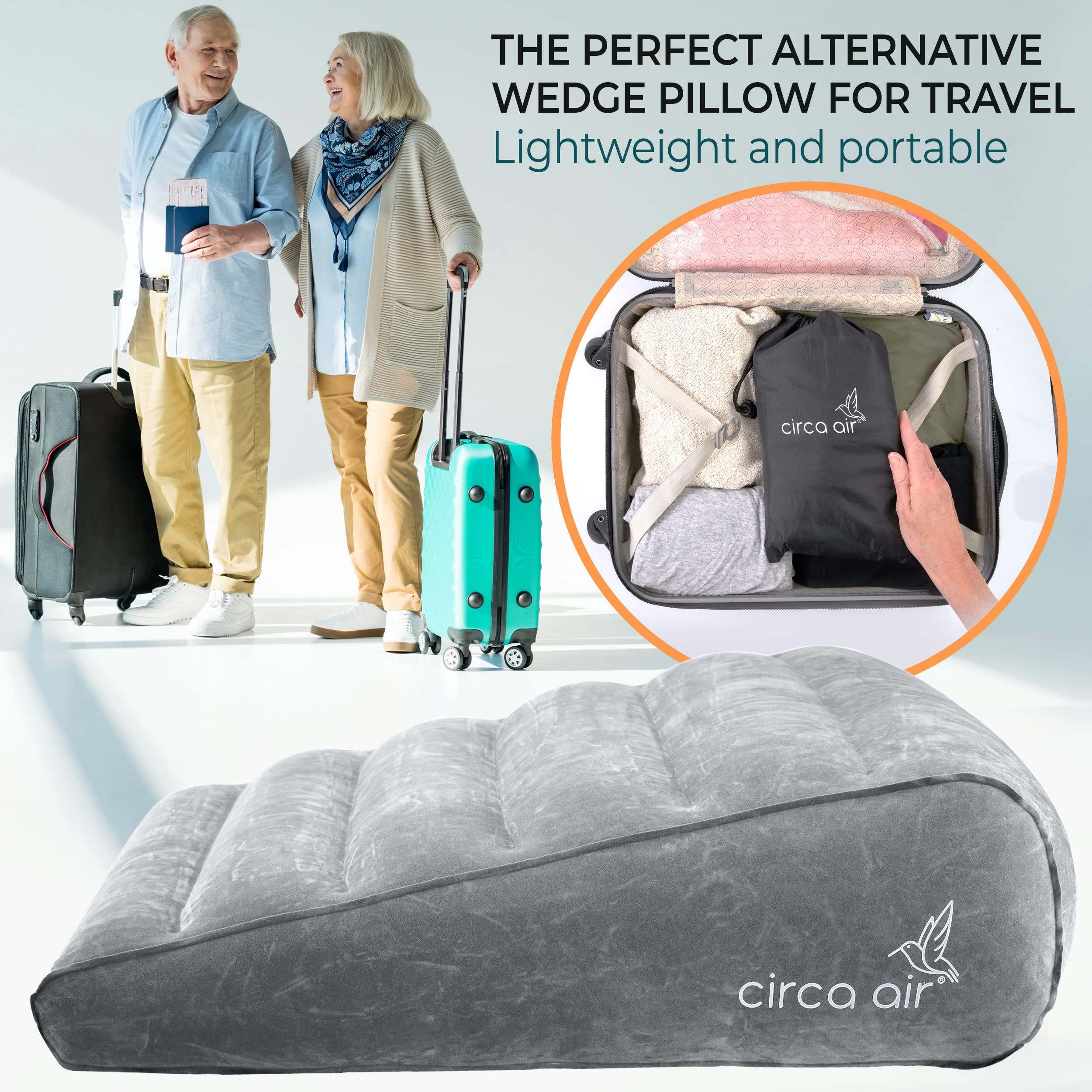 Circa Air Circa Air Inflatable Wedge Pillow for Travel - Plus Pillow Case. Sleep Better with Incline Pillow Wedges for Acid Reflux, GERD, Snoring. Travel Wedge Pillow for Leg Elevation, Knee and Back Support