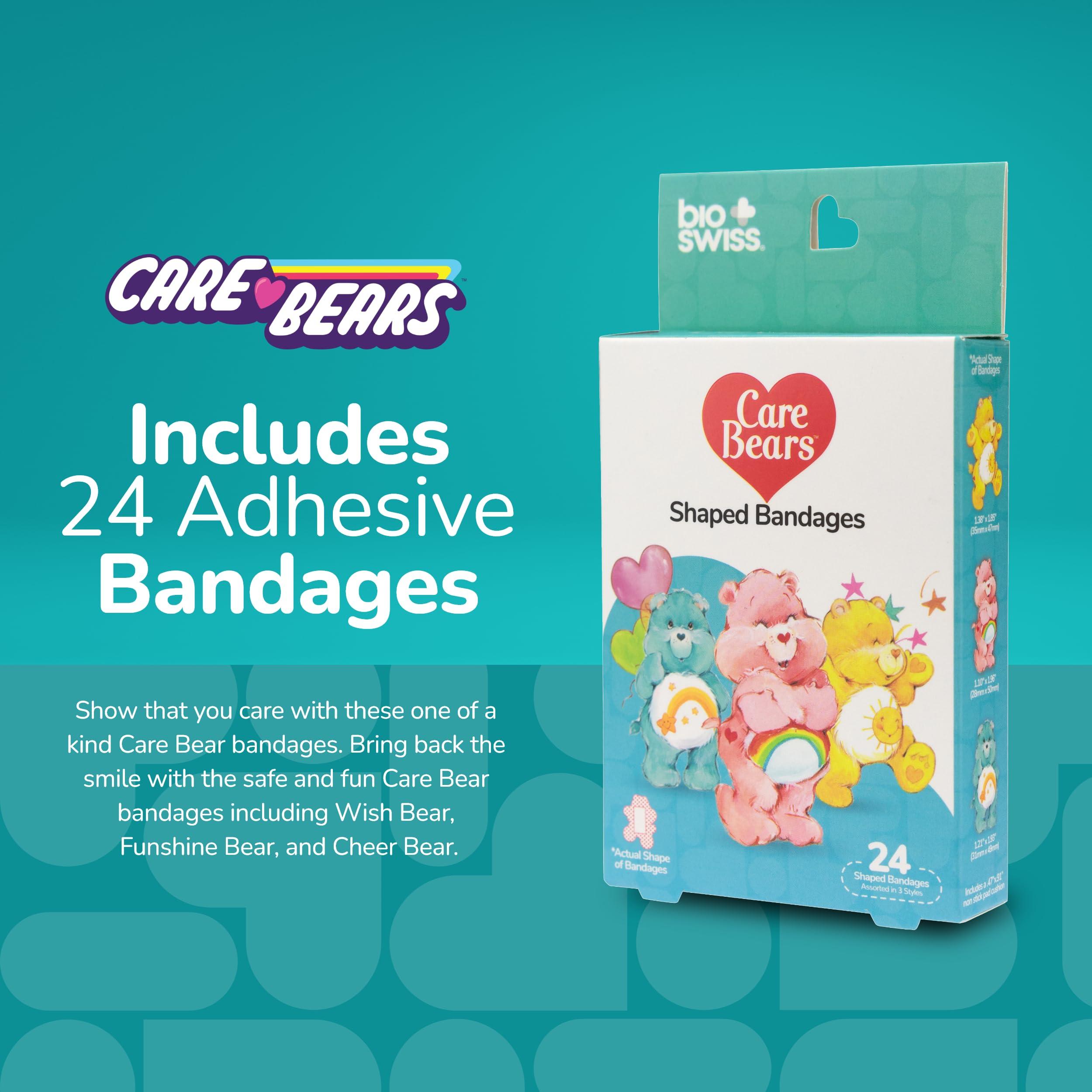 BioSwiss BioSwiss Care Bears Bandages, Classic Care Bear Shaped Self Adhesive Bandage, Latex Free Sterile Wound Care, Fun First Aid Kit Supplies for Kids, 24 Count