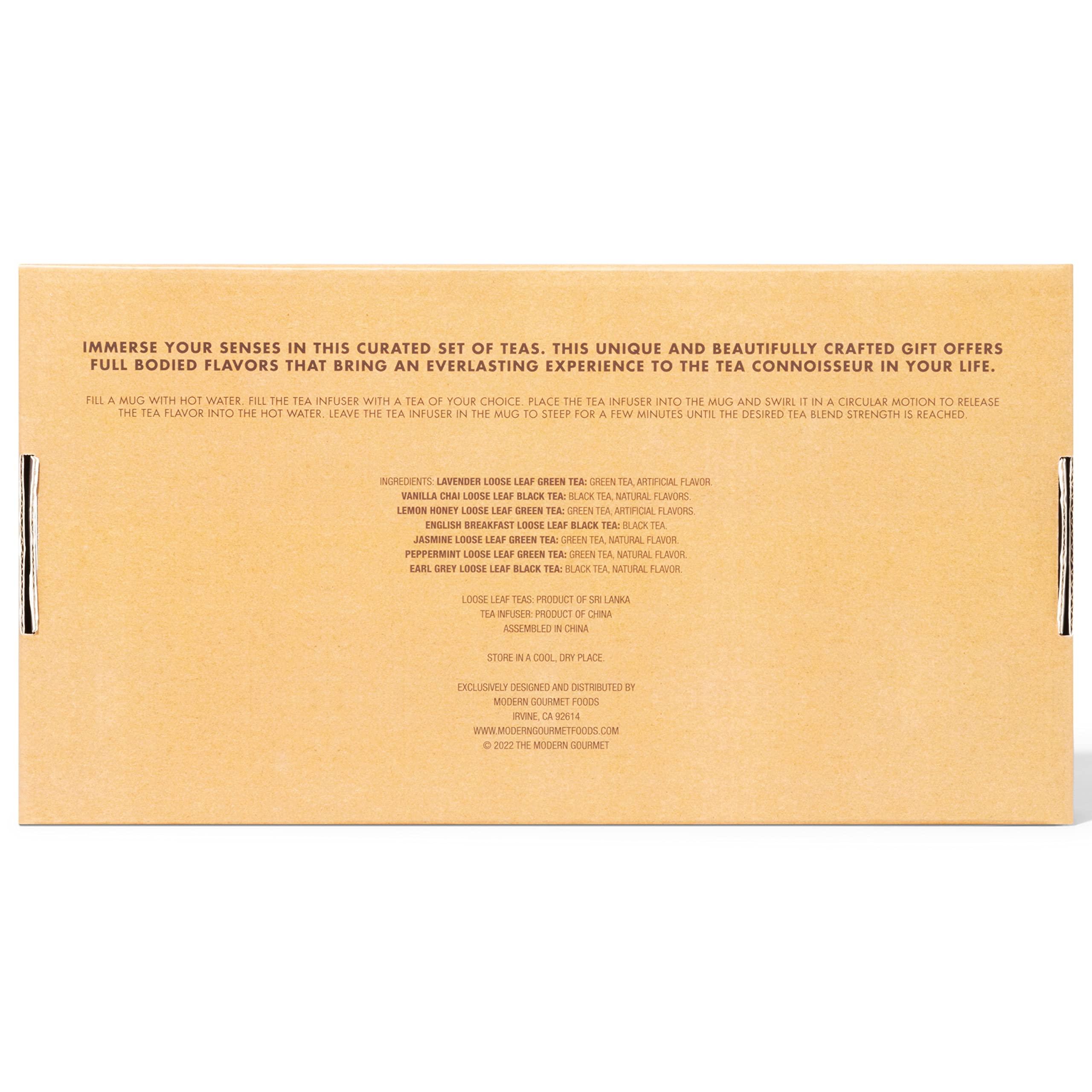 Thoughtfully Thoughtfully Gourmet, Tea Therapy Infusion Gift Set, 7 Unique Flavors and Reusable Copper Ball Infuser, Loose Leaf Tea Set Flavors Include Peppermint, Jasmine, Vanilla Chai and More, Set of 7