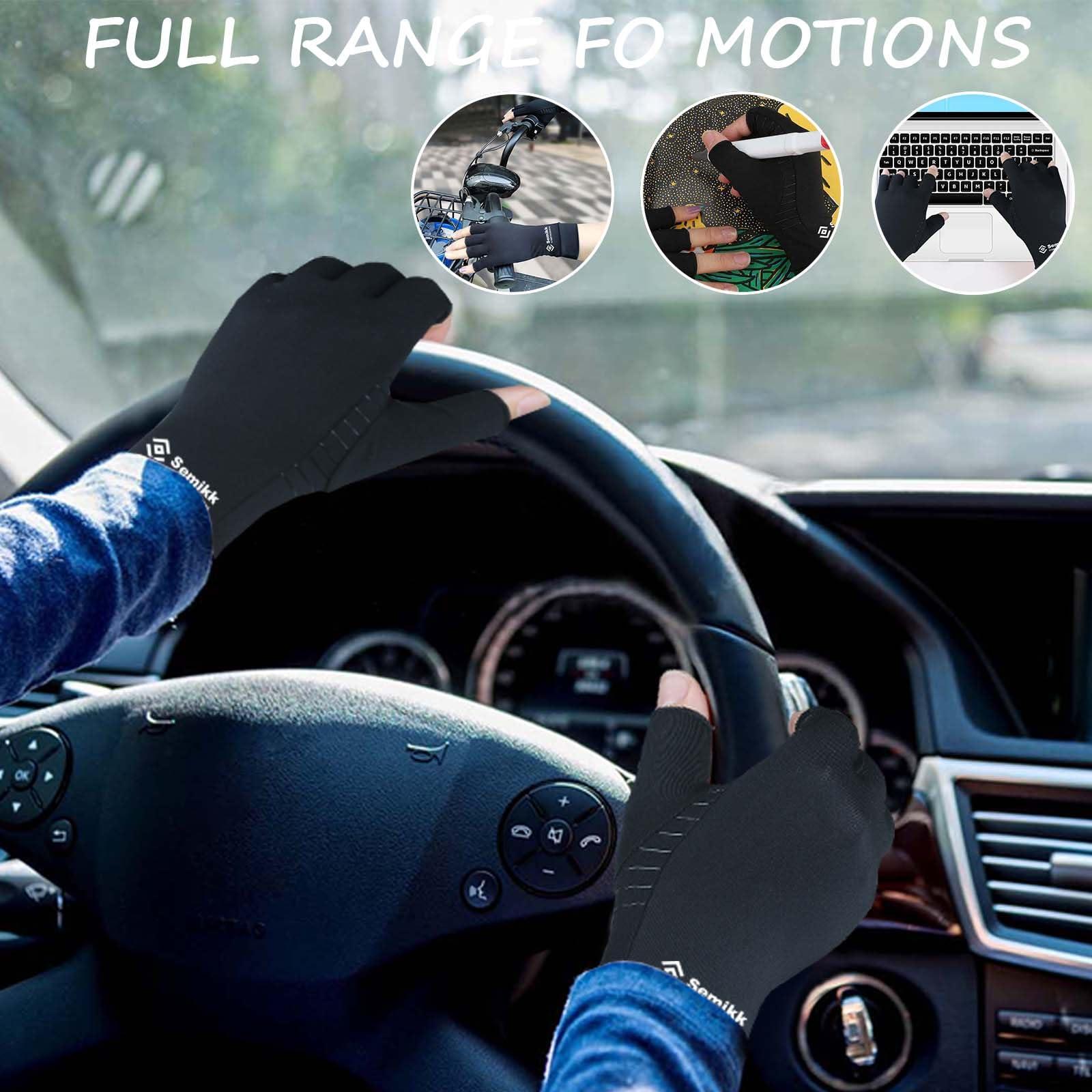 Semikk 2 Pairs Compression Gloves for Women and Men – Copper Arthritis Gloves for Rheumatoid Arthritis Osteoarthritis Carpal Tunnel – Hand Pain Relief and Support – Open Finger (Black, X-Large (2 Pair))